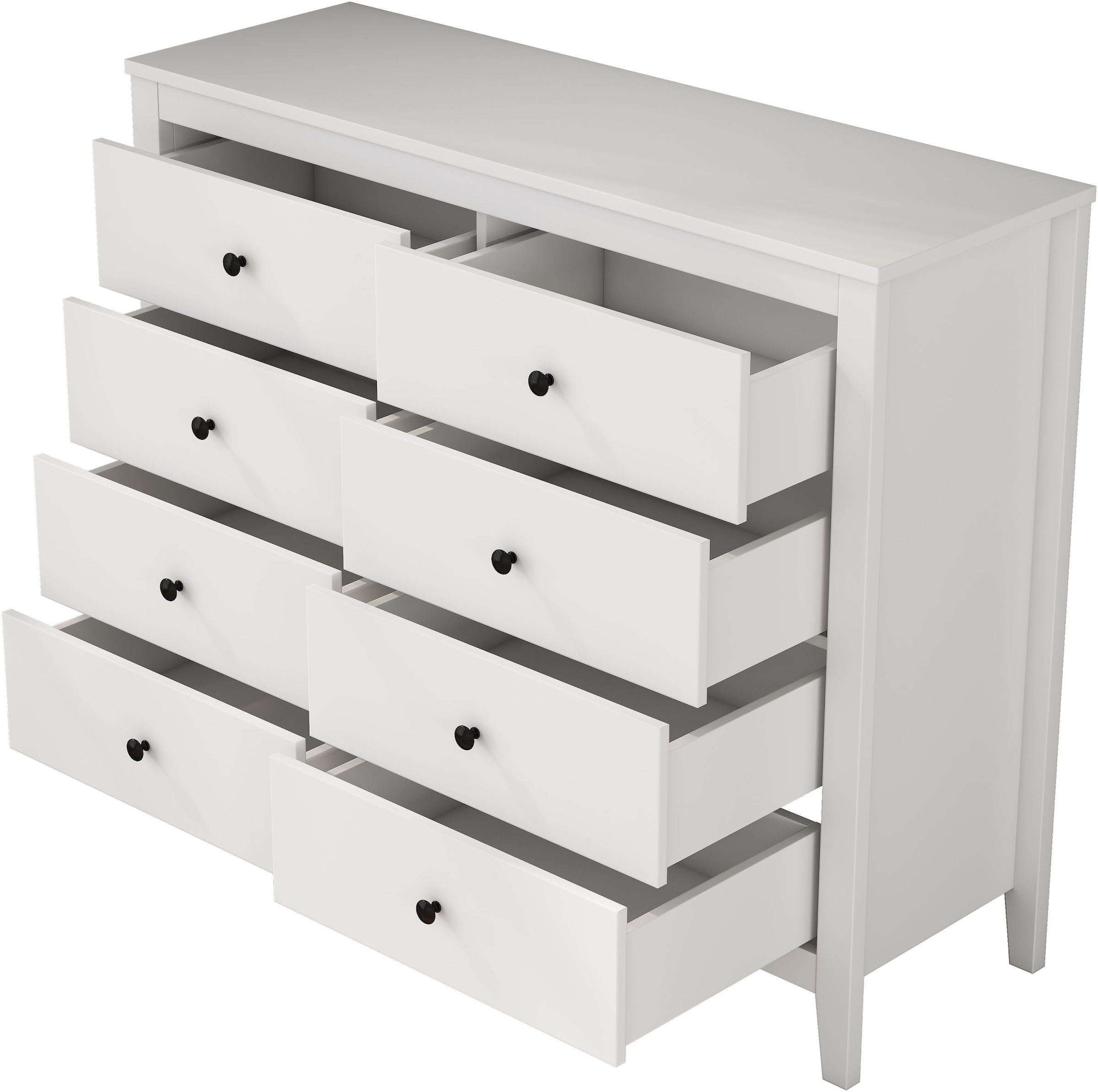 GOODproduct Schubkastenkommode »Borkum Sideboard mit 8 Schubladen Bestseller Landhaus weiss« schwarze Griffe aus Metall, 