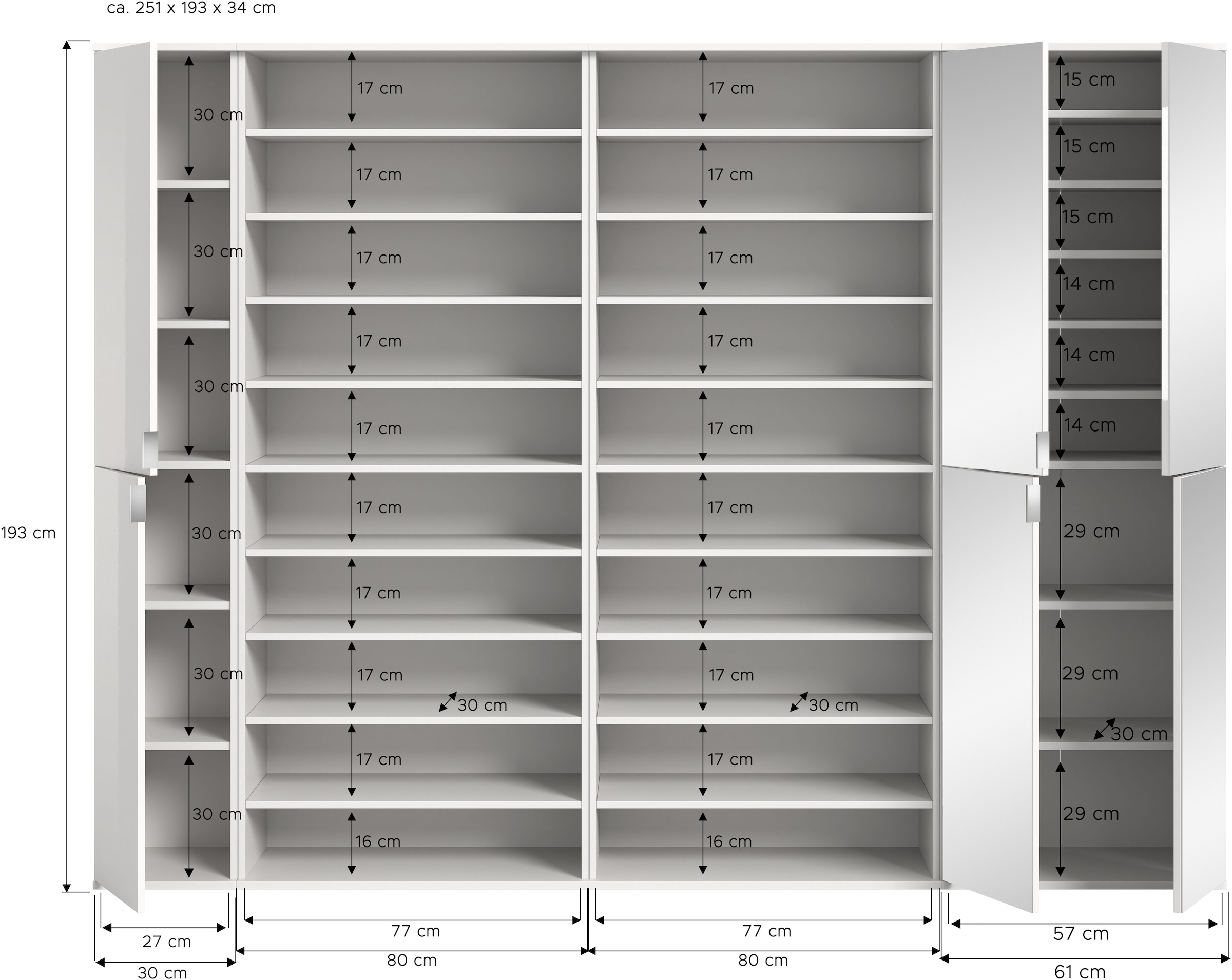 INOSIGN Garderoben-Set »Trondheim, Garderobenset 4-tlg. Breite 232 cm,« 4 Stk. tlg.