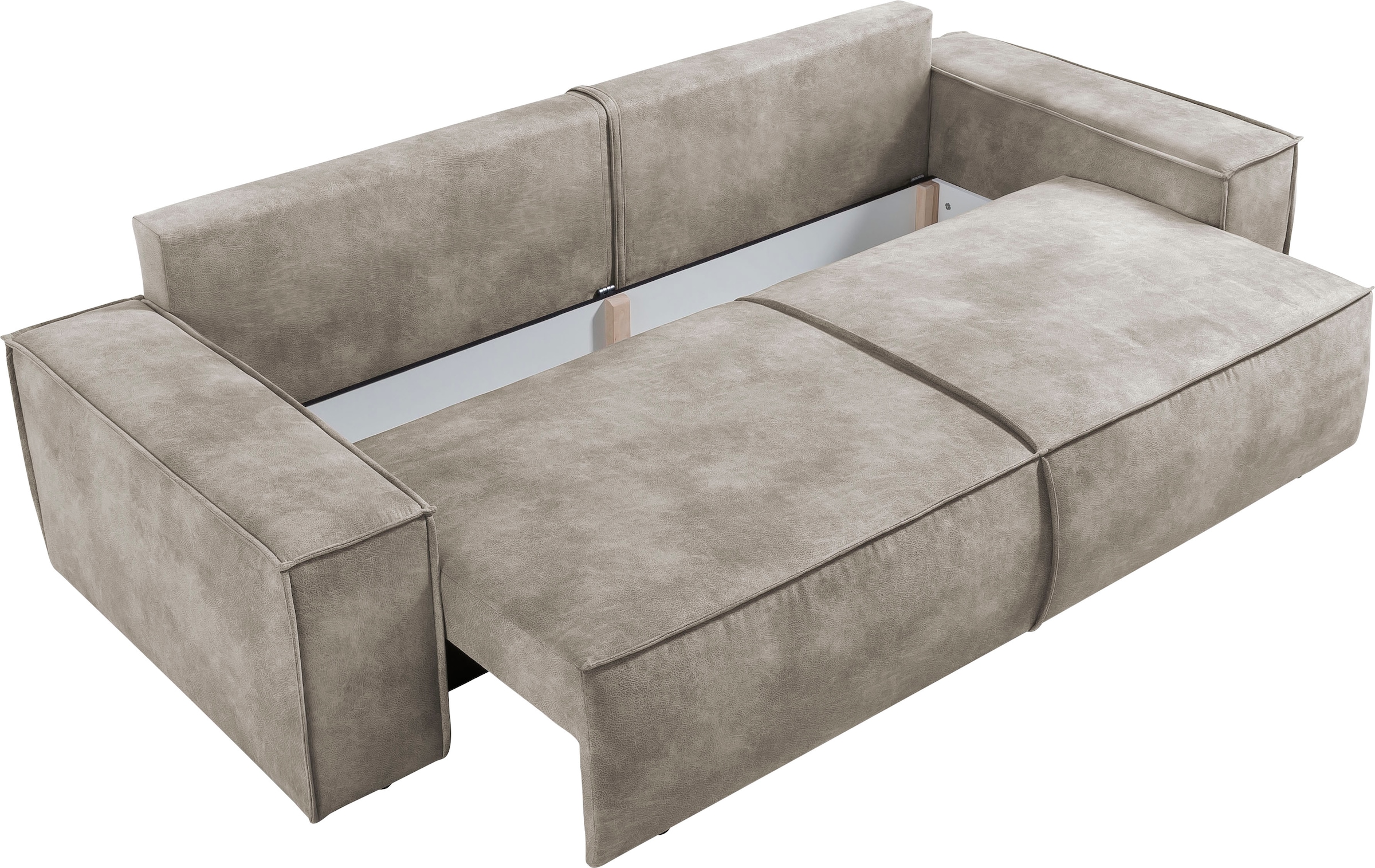 GOODproduct 3-Sitzer »SHERWOOD Vintage Lederoptik Schlafsofa (257cm)« Schlaffunktion mit Bettkasten (ca. 136/200cm)