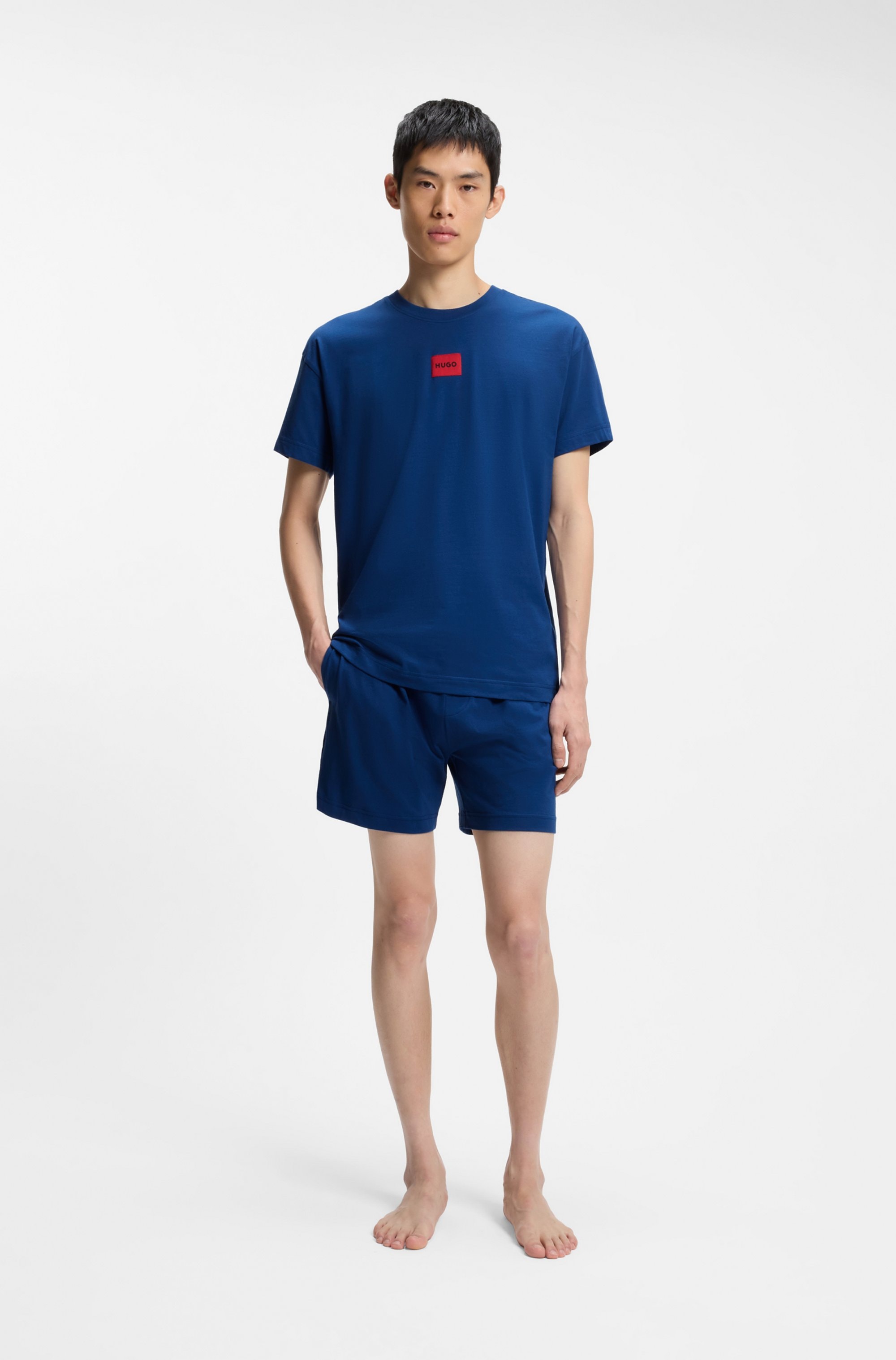HUGO Underwear Pyjama »GALAXY SHORT SET« Ensemble, 2 avec écusson HUGO, coton stretch, coupe régulière