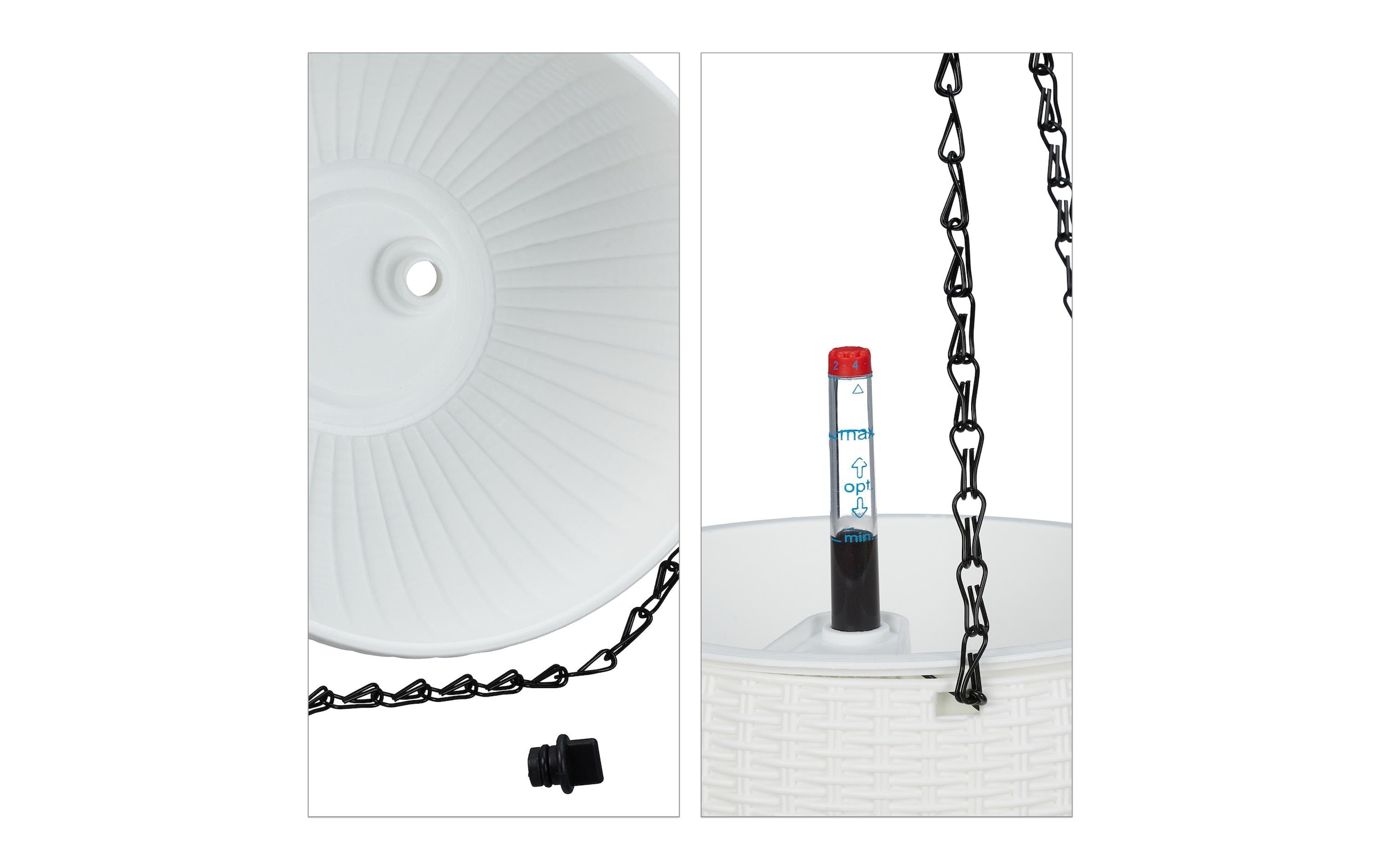 relaxdays Blumenampel »mit Wasserspeicher 2er Set 18,5 x 11,5 cm«