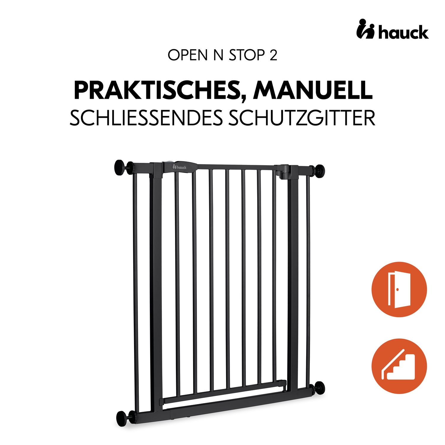 Hauck Türschutzgitter »Open N Stop 2, Black« auch als Treppenschutzgitter verwendbar; 75-80; erweiterbar