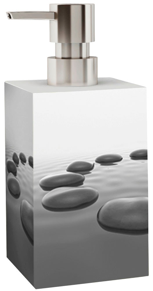 Sanilo Badaccessoire-Set »Black Stones« bestehend aus WC-Sitz, Badteppich, Stöpsel, Seifenspender, WC-Bürste