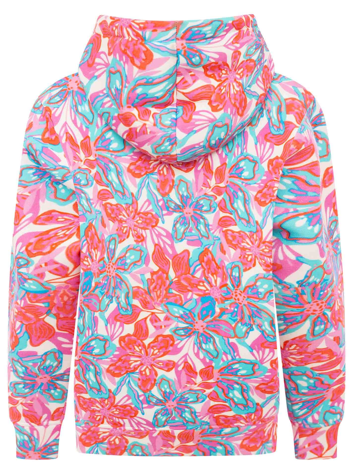 Zwillingsherz Hoodie »"Flower Sparkles"«, farbenfrohes florales Muster, Neondetails, Kapuze, Fronttasche
