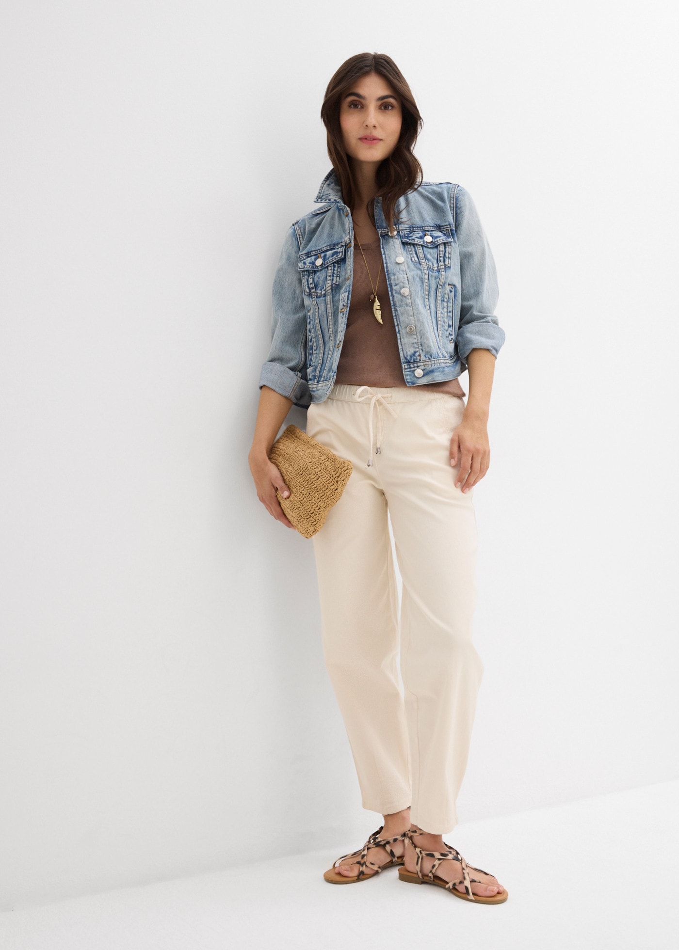 bonprix Jeans loose fit 1 forme baril, avec ceinture élastique, avec élasthanne