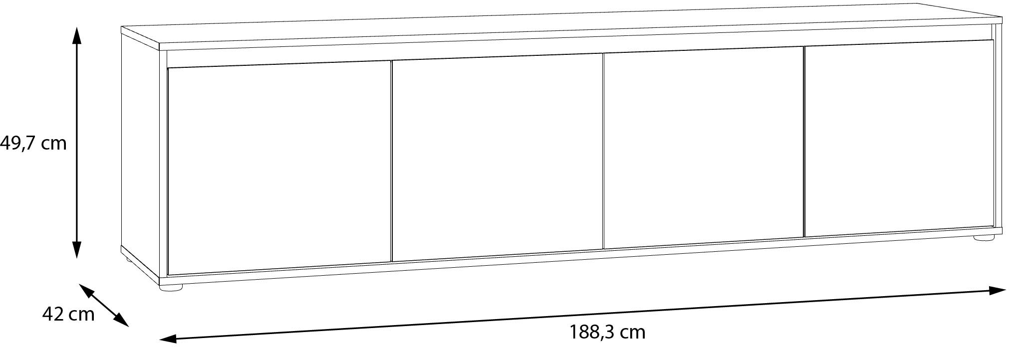 FORTE Table basse »TV-Board gross Breite ca 190 cm« L/H/P 188,3/49,7/42 cm,  façade sans poignée, beaucoup de rangement,
