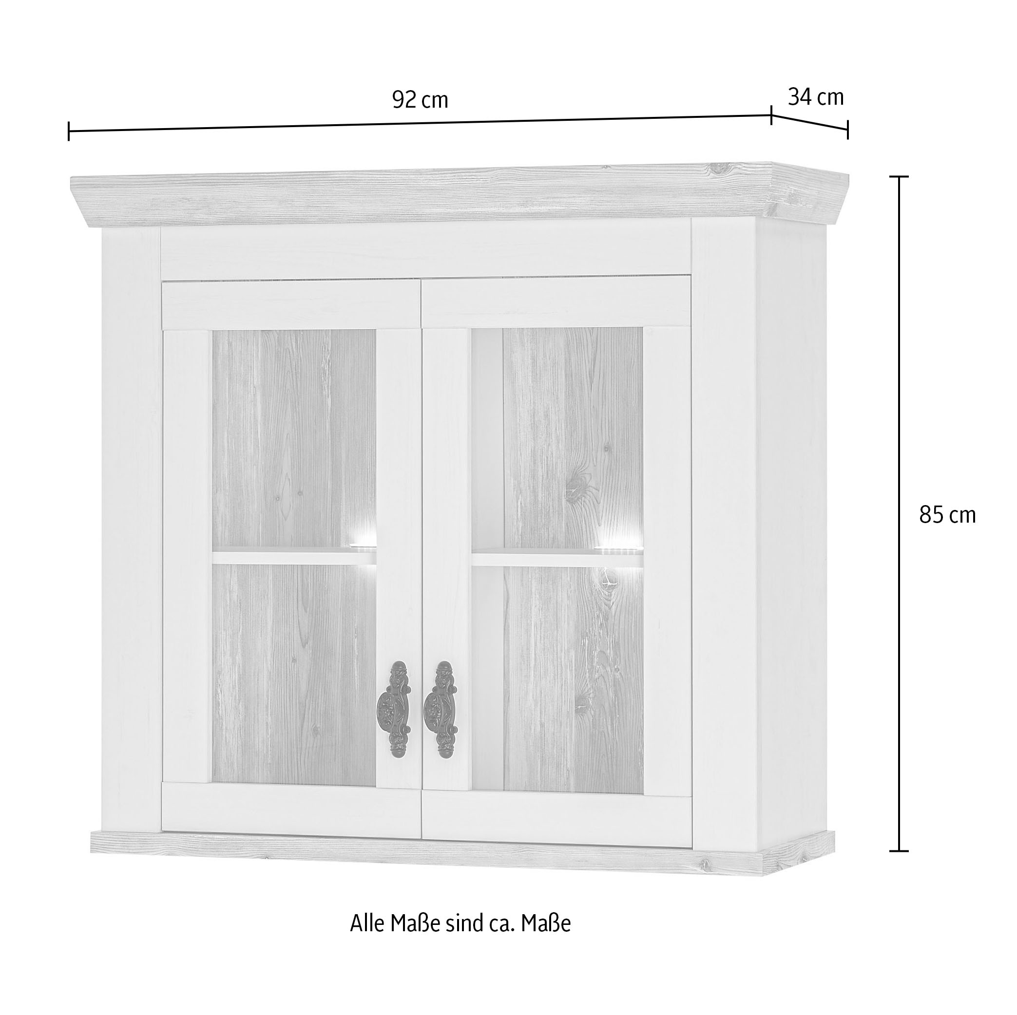 Home affaire Küchenzeile »Florenz, Küche in Pinie Weiss, mit Herdumbau, ohne E-Geräte« Set,  Breite 394 cm, mit verschnörkelten Metallgriffen, Arbeitshöhe 92 cm