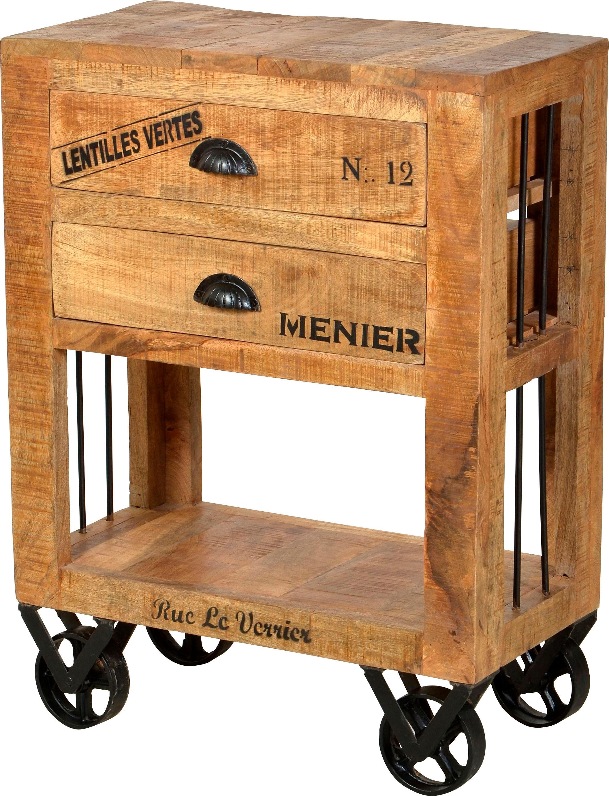 SIT Küchenwagen »RUSTIC aus Mangoholz mit Rollen & Stauraum« Flexibel beweglich dank 4 Metallrollen und offenem Fach