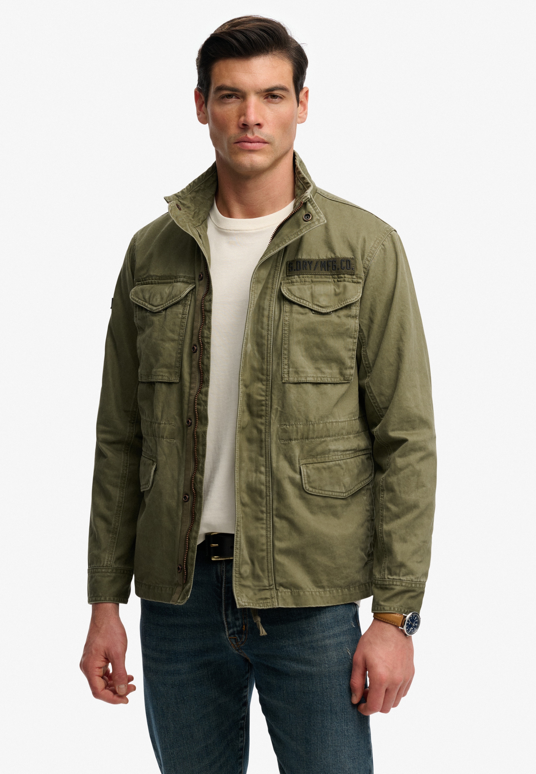 Superdry Parka »MILITARY M65 JKT« mit Markenlabel, aus Baumwolle, Regular Fit, hochschliessender Kragen