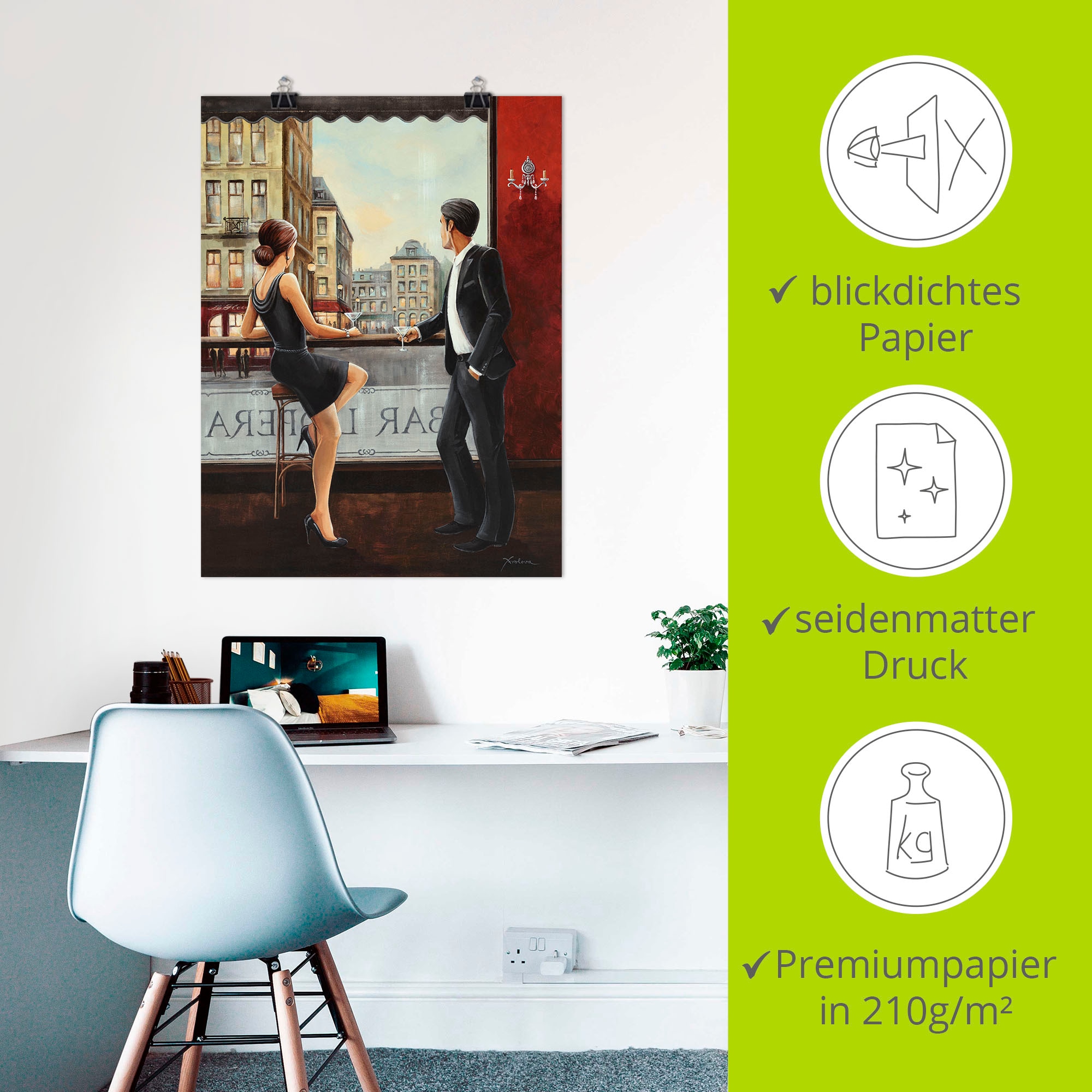 Artland Fresque murale »Bar« Bars et salons 1 cuis tlg. en image aluminium, image sur toile, poster en différentes tailles