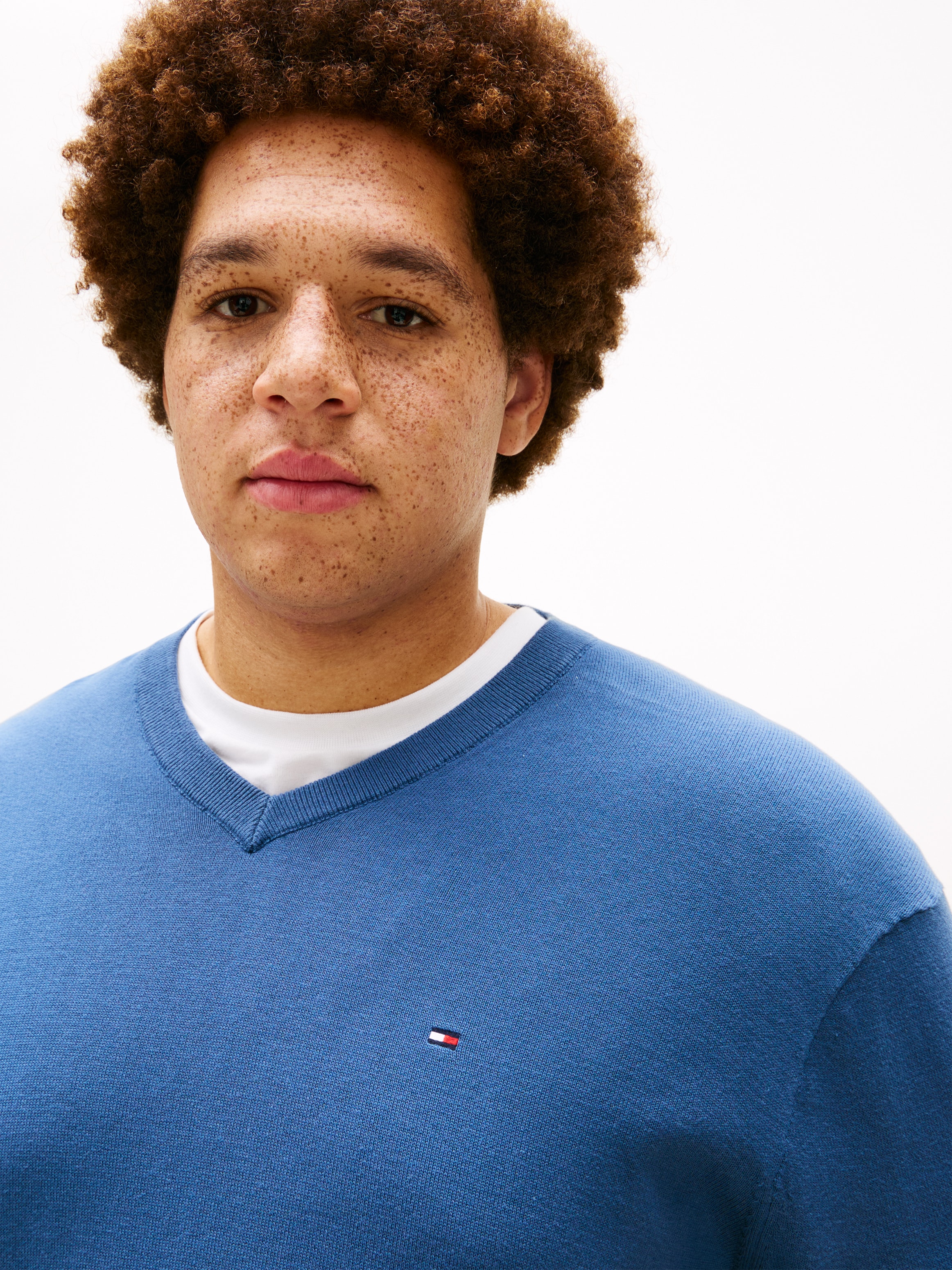 Tommy Hilfiger Big & Tall V-Ausschnitt-Pullover »BT-ESSENTIAL COTTON« Rippbündchen am Ärmel, Saum und Ausschnitt,  Grosse Grössen, normale Passform