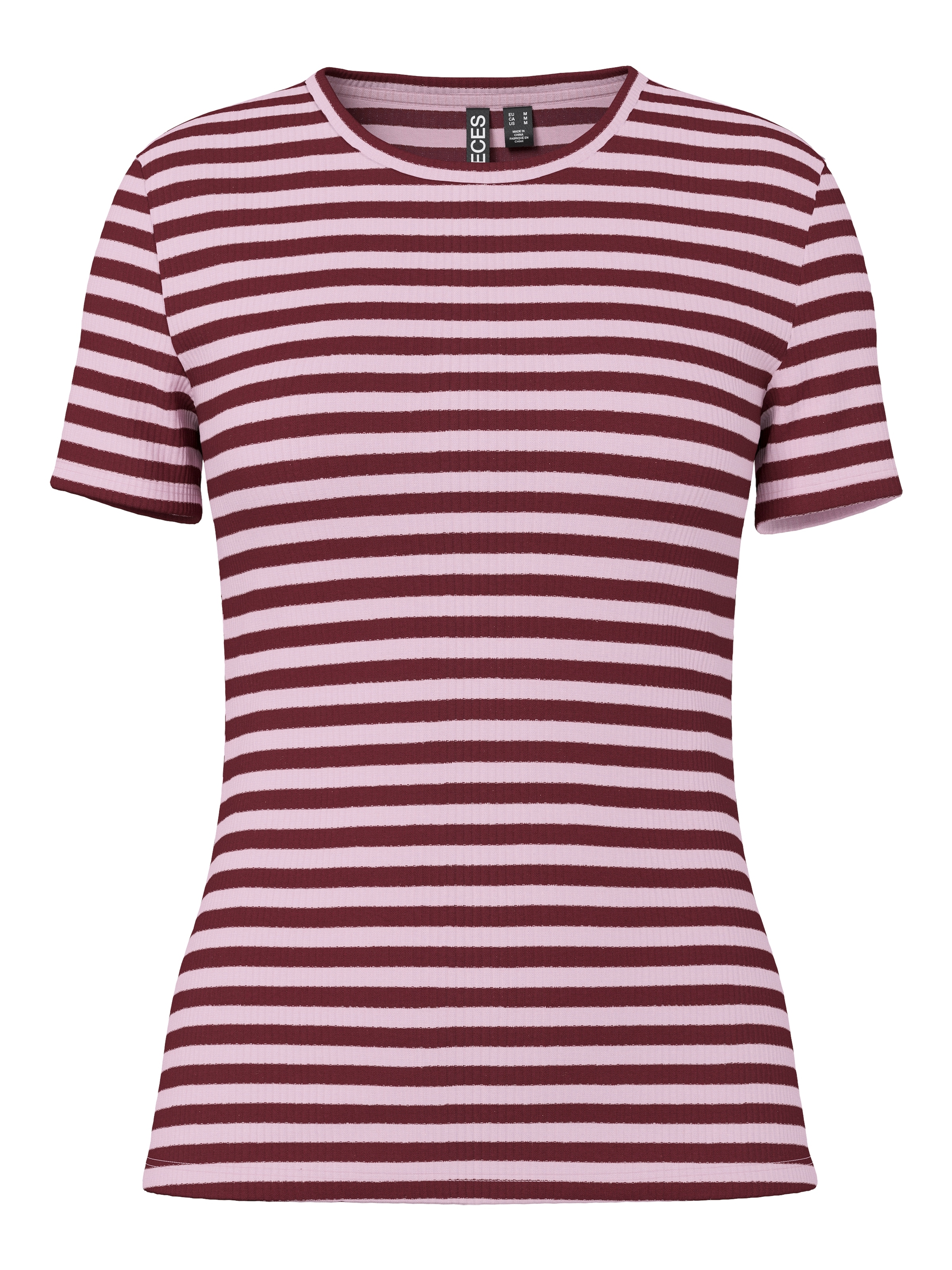 pieces Kurzarmshirt »PCRUKA SS TOP JRS NOOS BC« mit gerippter Struktur