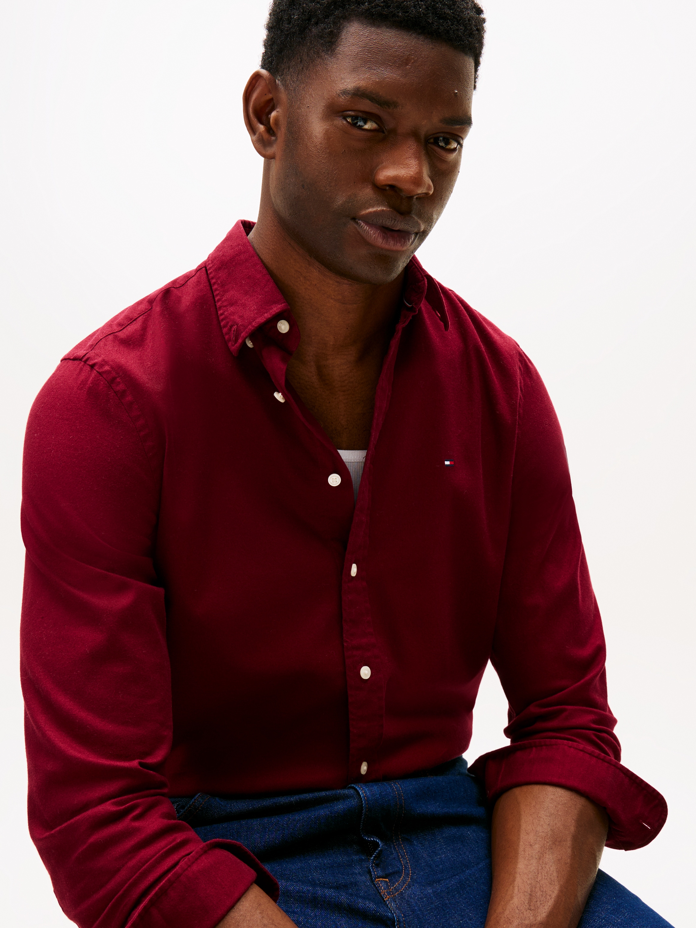 Tommy Hilfiger Langarmhemd »FLEX FLANNEL SOLID SHIRT« Regular fit