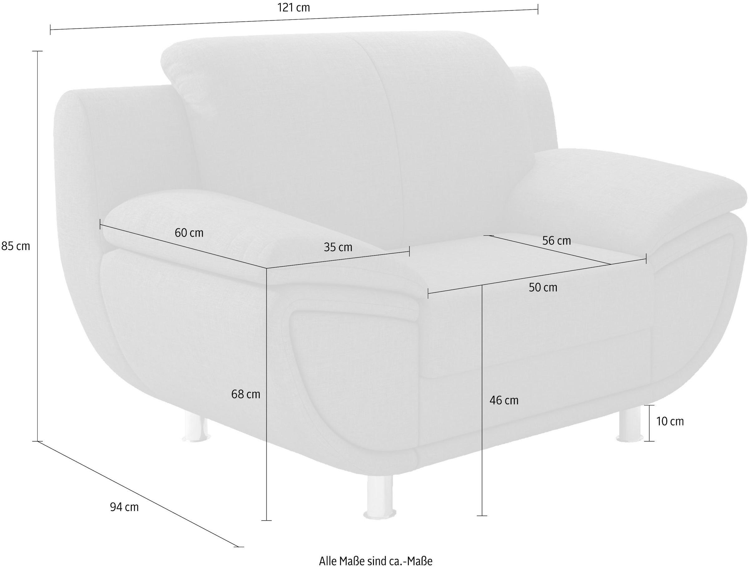 TRENDMANUFAKTUR Fauteuil »Rondo II, Loungesessel zeitlos und bequem« au choix avec ressorts confortables, avec accoudoirs extra larges