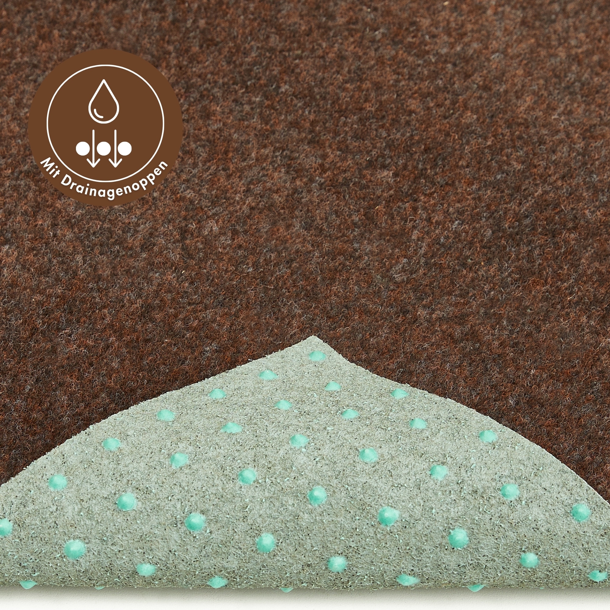 Andiamo Kunstrasen »Field, Gesamthöhe 4 mm, Made in Belgium« rechteckig für Balkon & Terrasse, mit Drainage-Noppen, Nadelfilz-Optik
