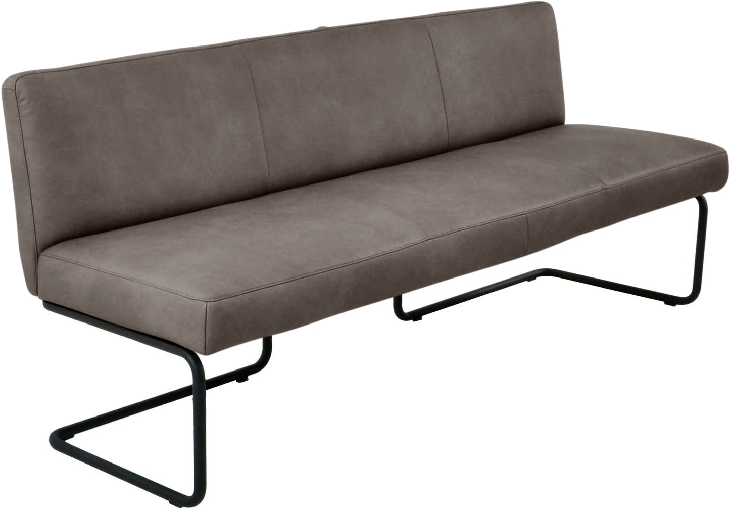 K+W Komfort & Wohnen Banc rembourré forme arrondie, patin tubulaire long courbé, cuir véritable