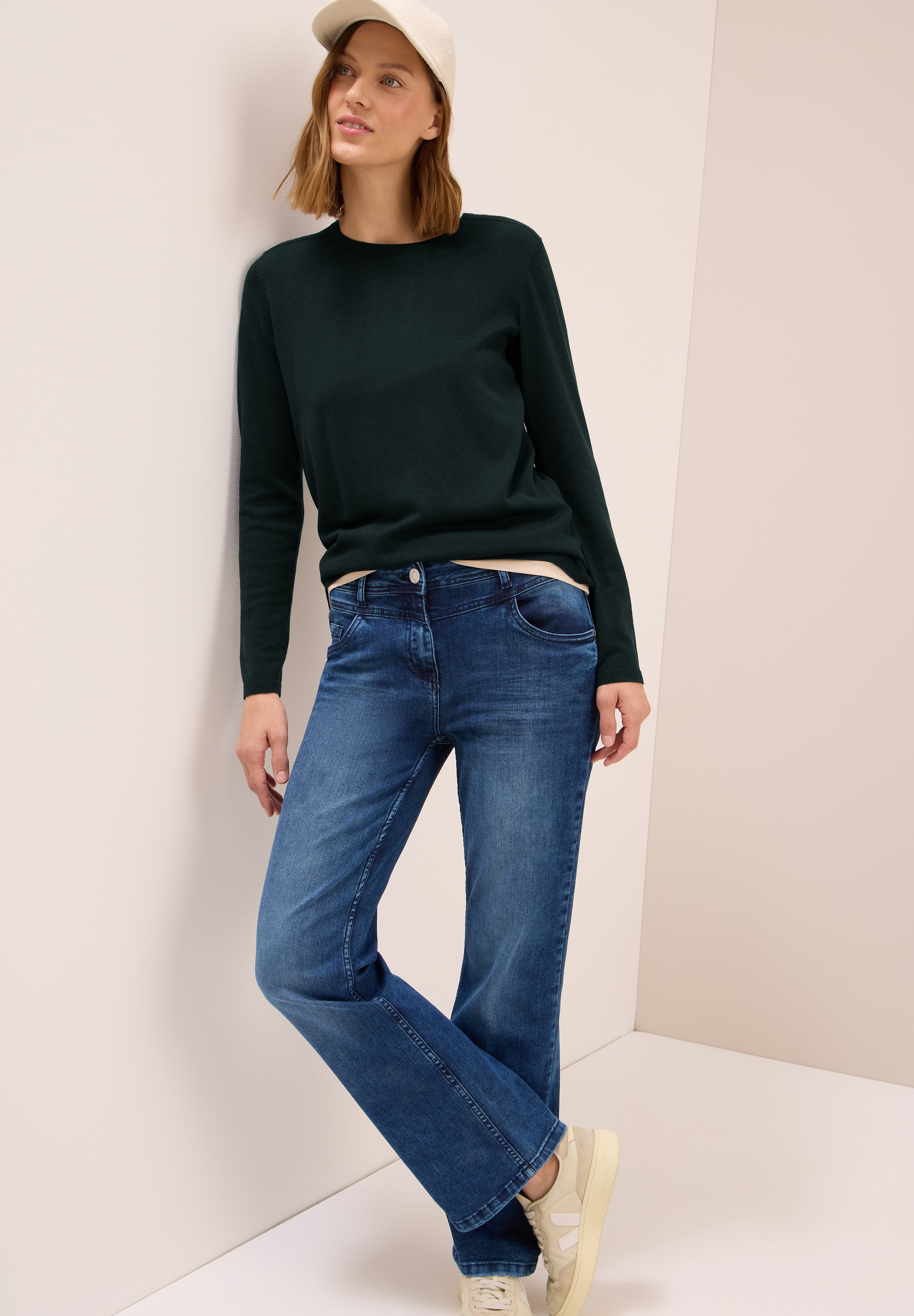 Cecil Strickpullover mit feinem Detail an der Schulter und Viskose-Anteil