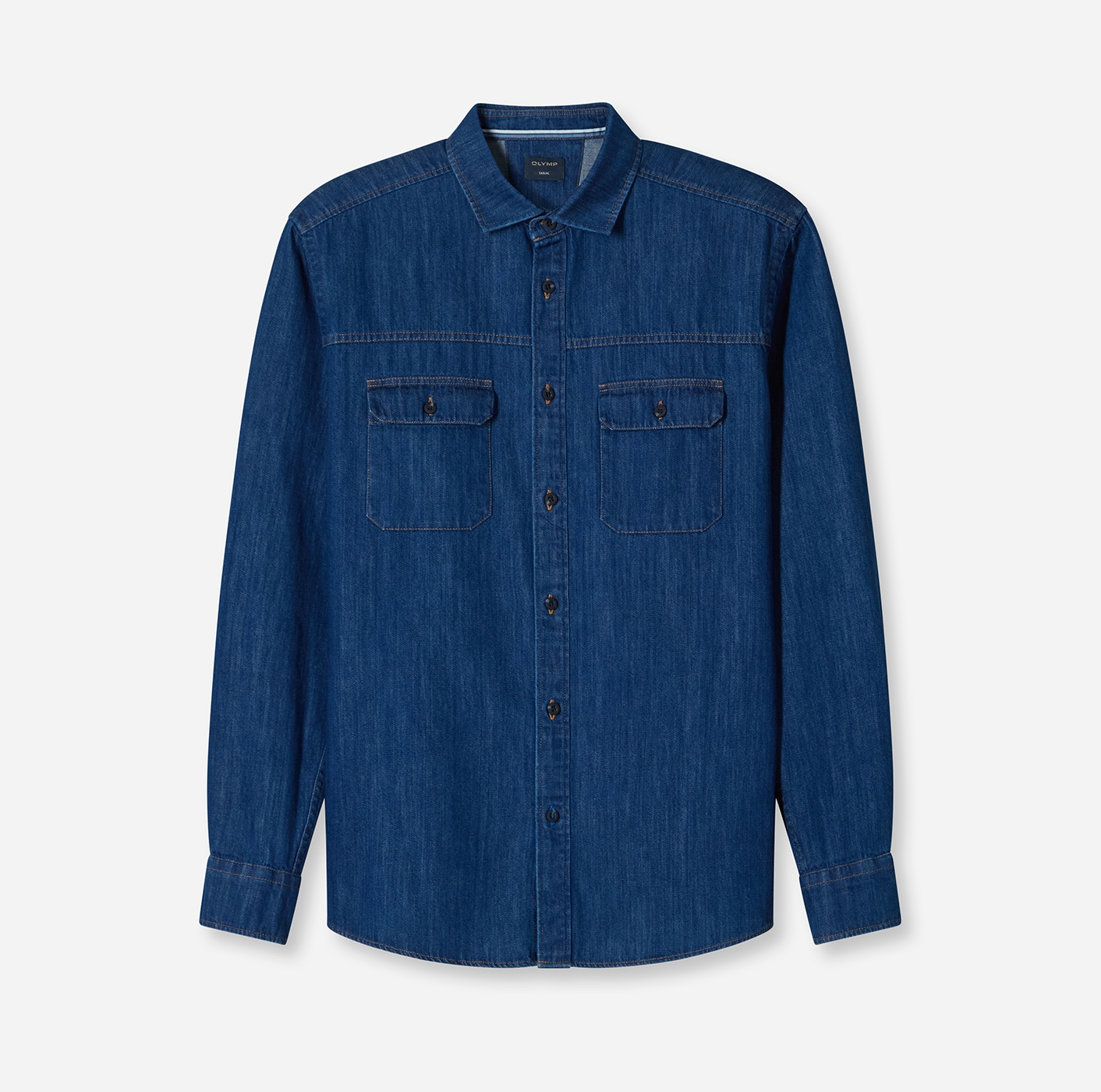 OLYMP Jeanshemd Langarmhemd, regular fit, Kentkragen