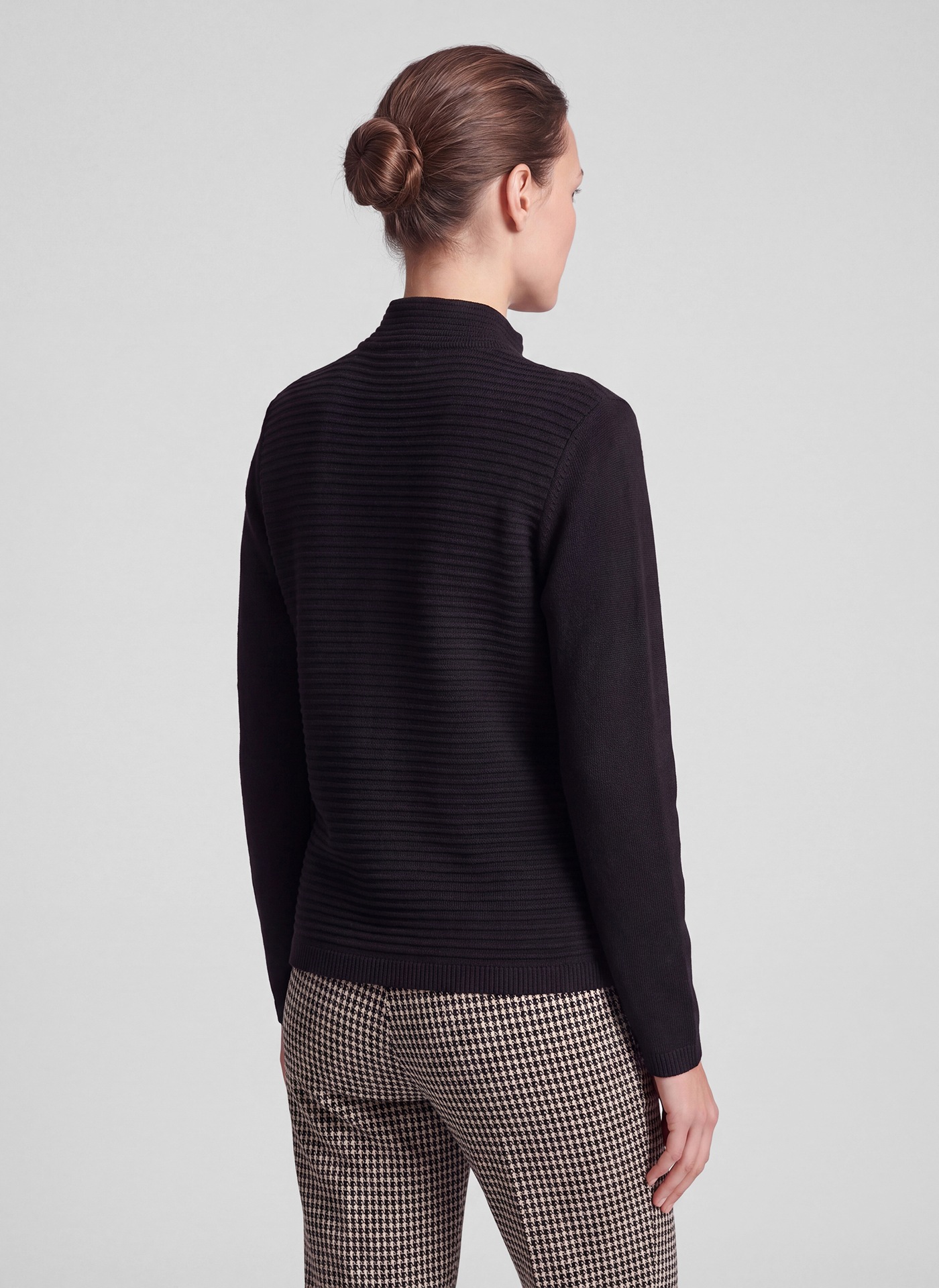 Rabe Veste en tricot avec structure fine et col montant / fermeture éclair