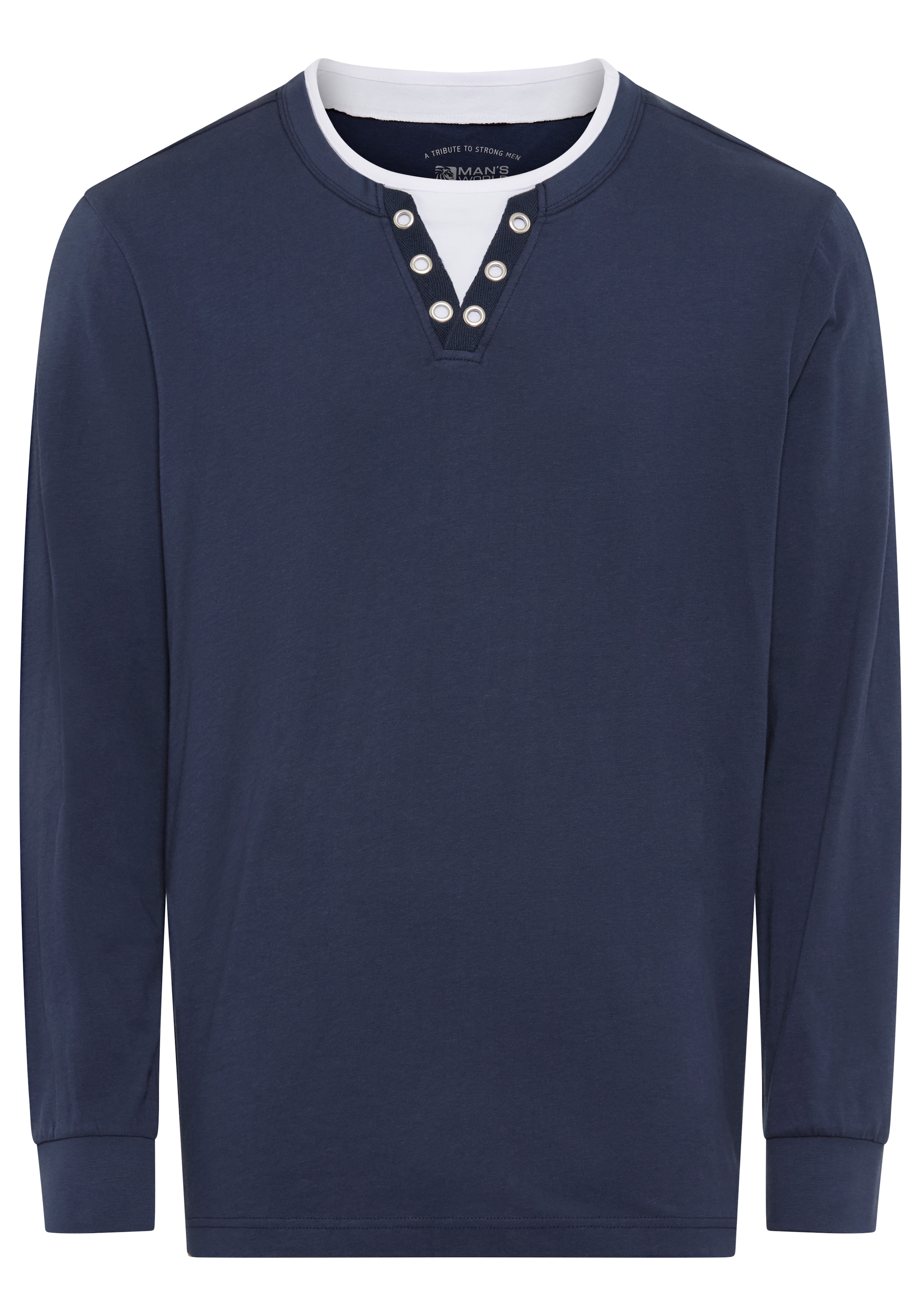 Man's World Shirt à col rond »Neue Kollektion!« mit Kontrasteinsatz am Halsausschnitt