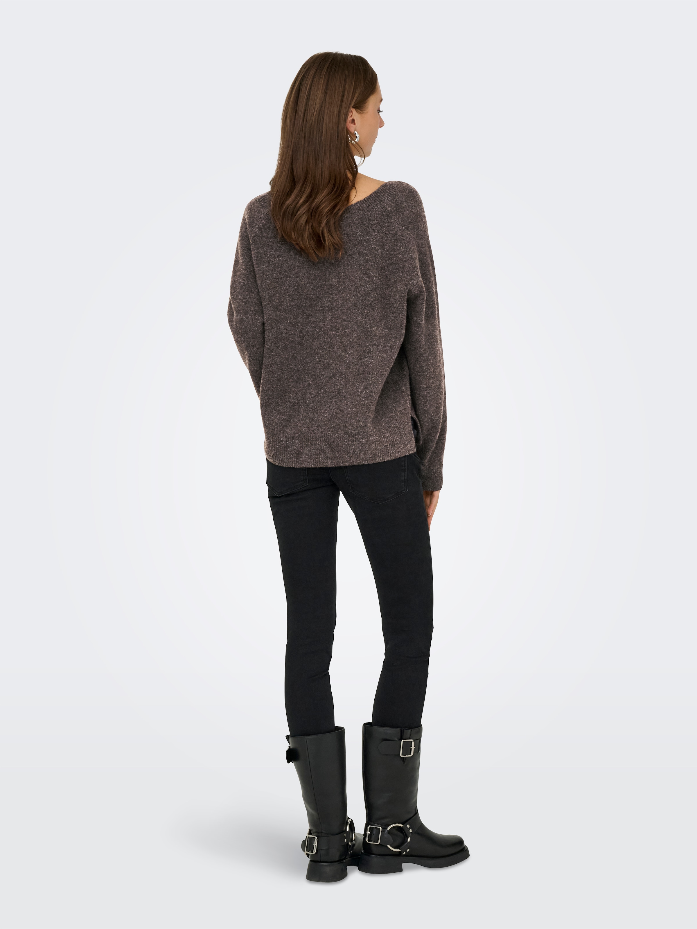 ONLY Pull en tricot »ONLRENE LS V-NECK REVERSIBEL KNT NOOS« mélange de matériaux, coupe régulière