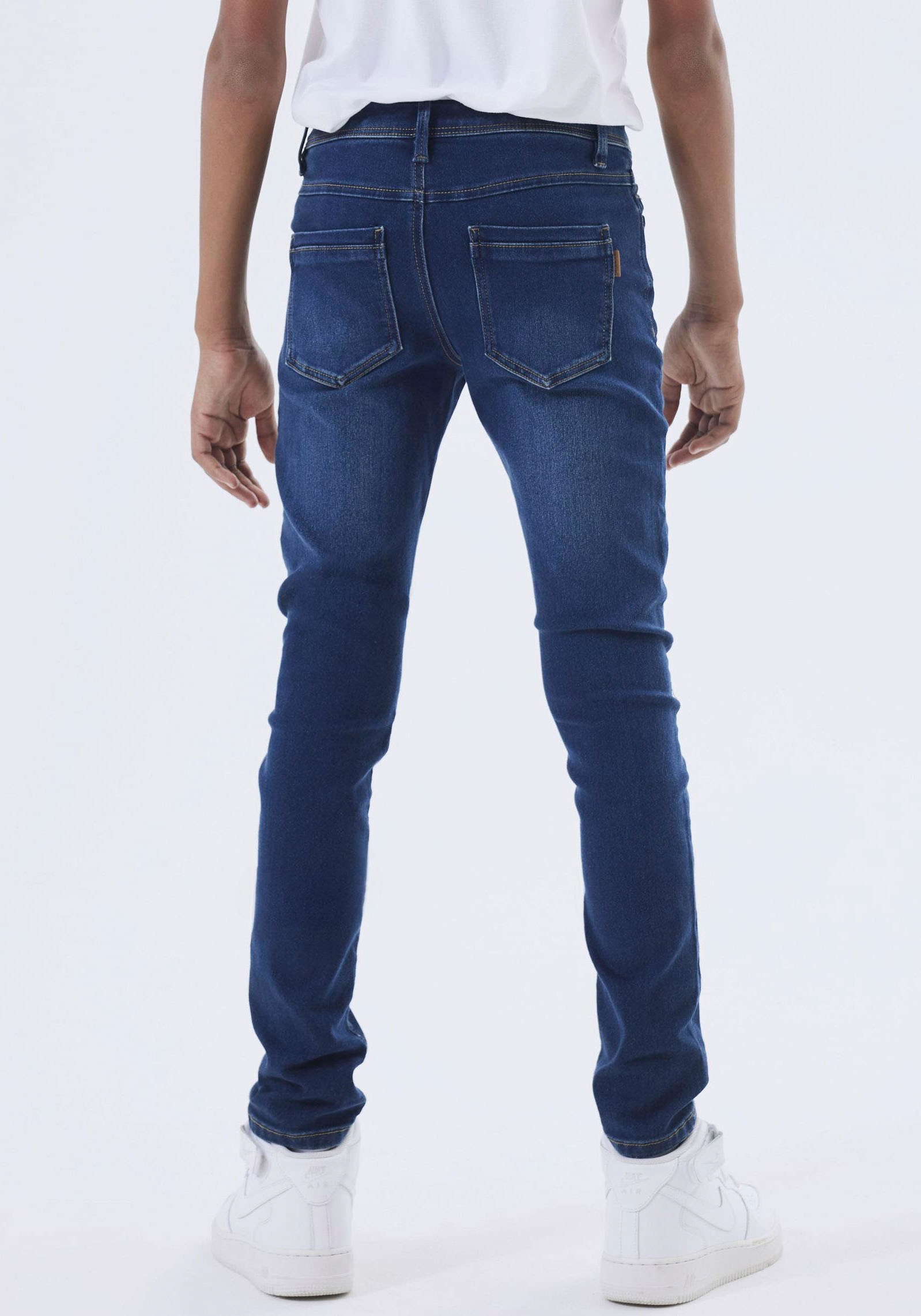 Name It Jeans stretch »NKMSILAS für Jungen mit verstellbarem Bund und schlanker Form« slim fit, Denim, Abriebeffekte, angesetztes Bündchen