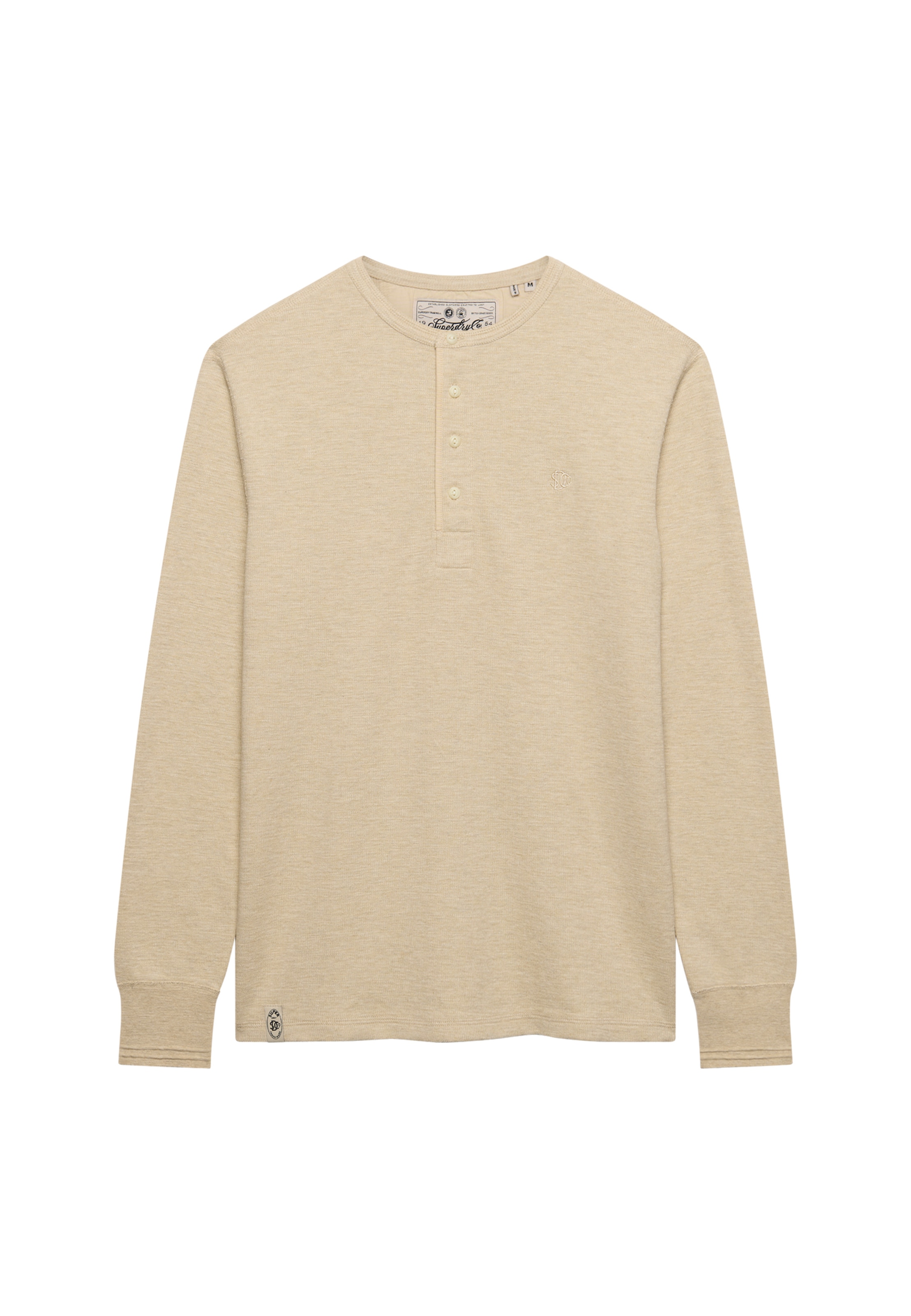 Superdry T-shirt à manches longues »MINI SLUB WAFFLE LS GRANDAD« Coupe ample, col rond, en coton