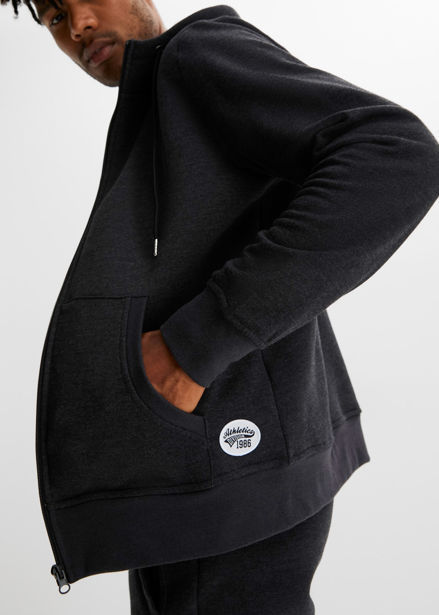 bonprix Sweatjacke mit Kapuze, mit Teddyfutter, aus Baumwolle und Polyester