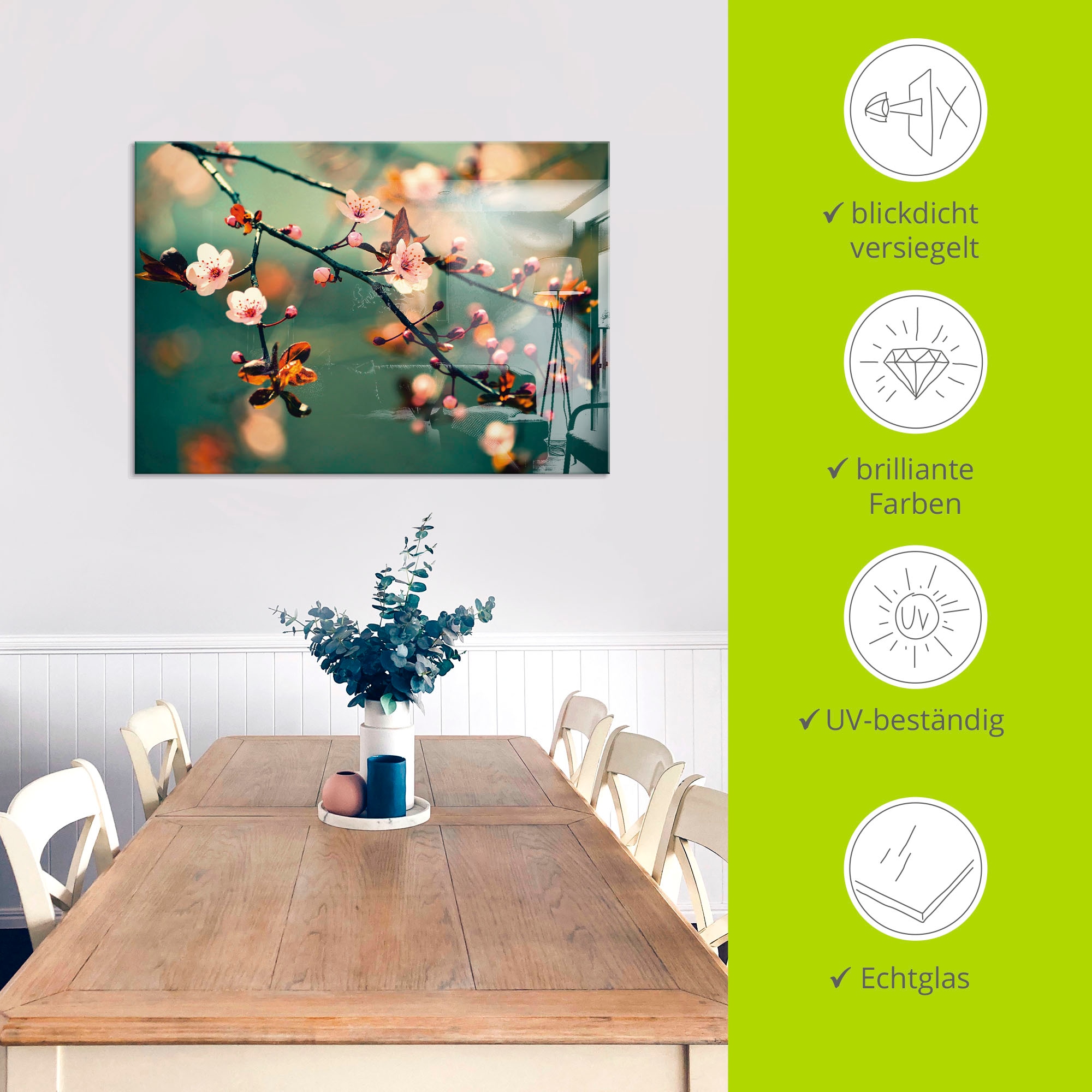Artland Glasbild »Japanische Kirsch Sakura Blumen« 1 Stk. tlg. in verschiedenen Grössen