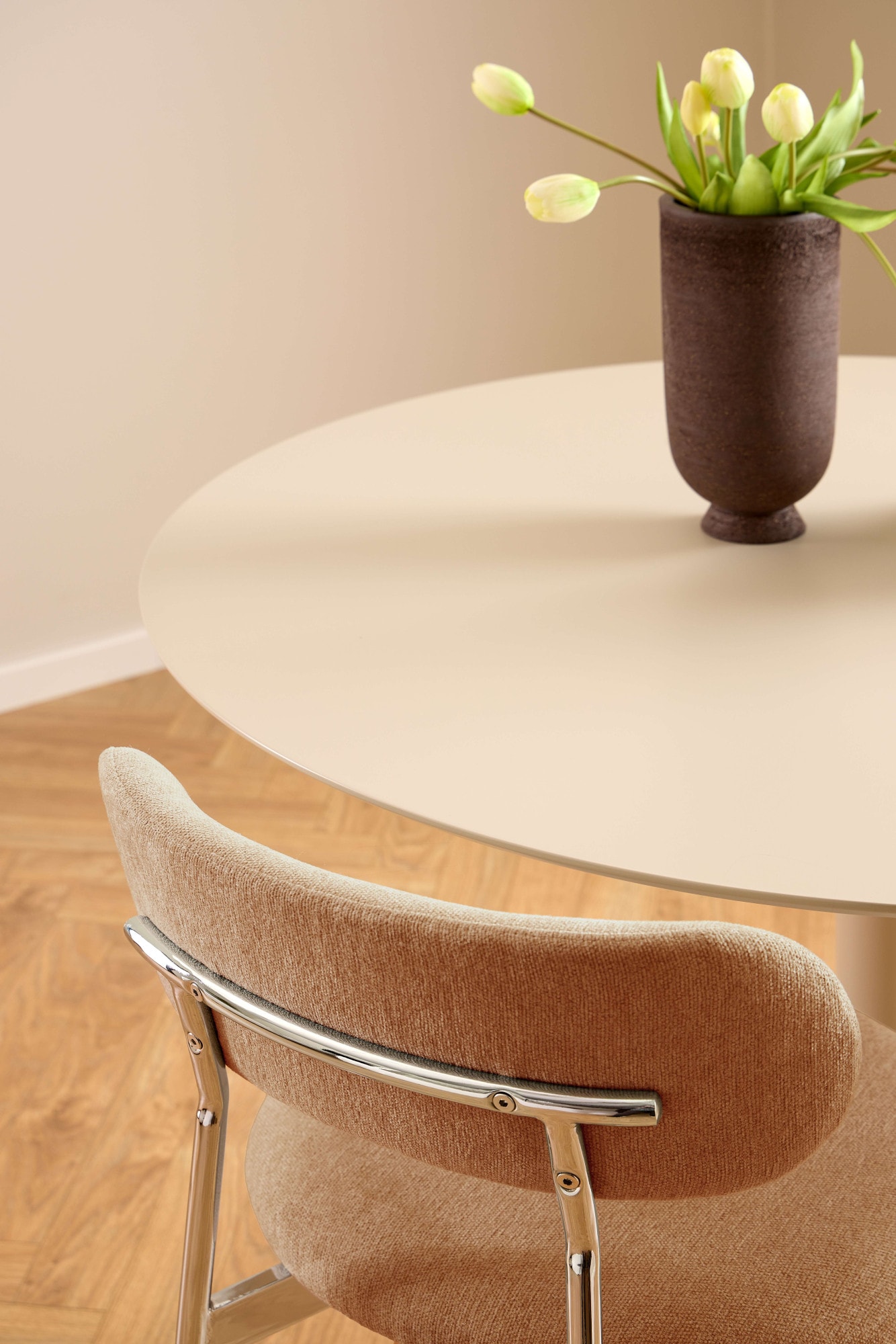 ACTONA GROUP Chaise de salle à manger »Lyric, Küchenstuhl, mit gepolsterter Sitzfläche« (Ensemble) 2 cuischaise, chenille, rétro-futuriste, structure acier chromé, FSC™