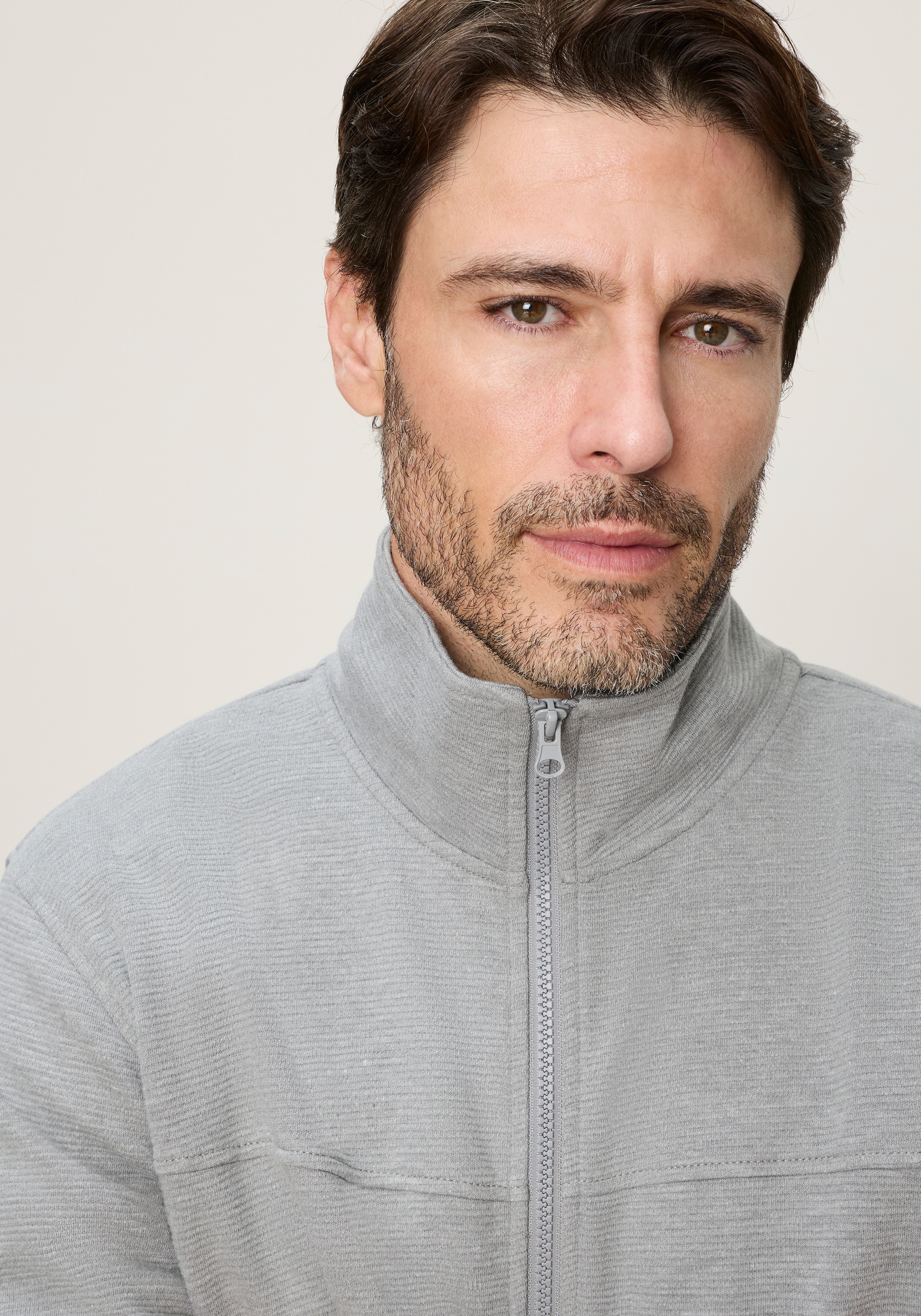 Man's World Sweatjacke mit hochschliessendem Kragen, Langarm