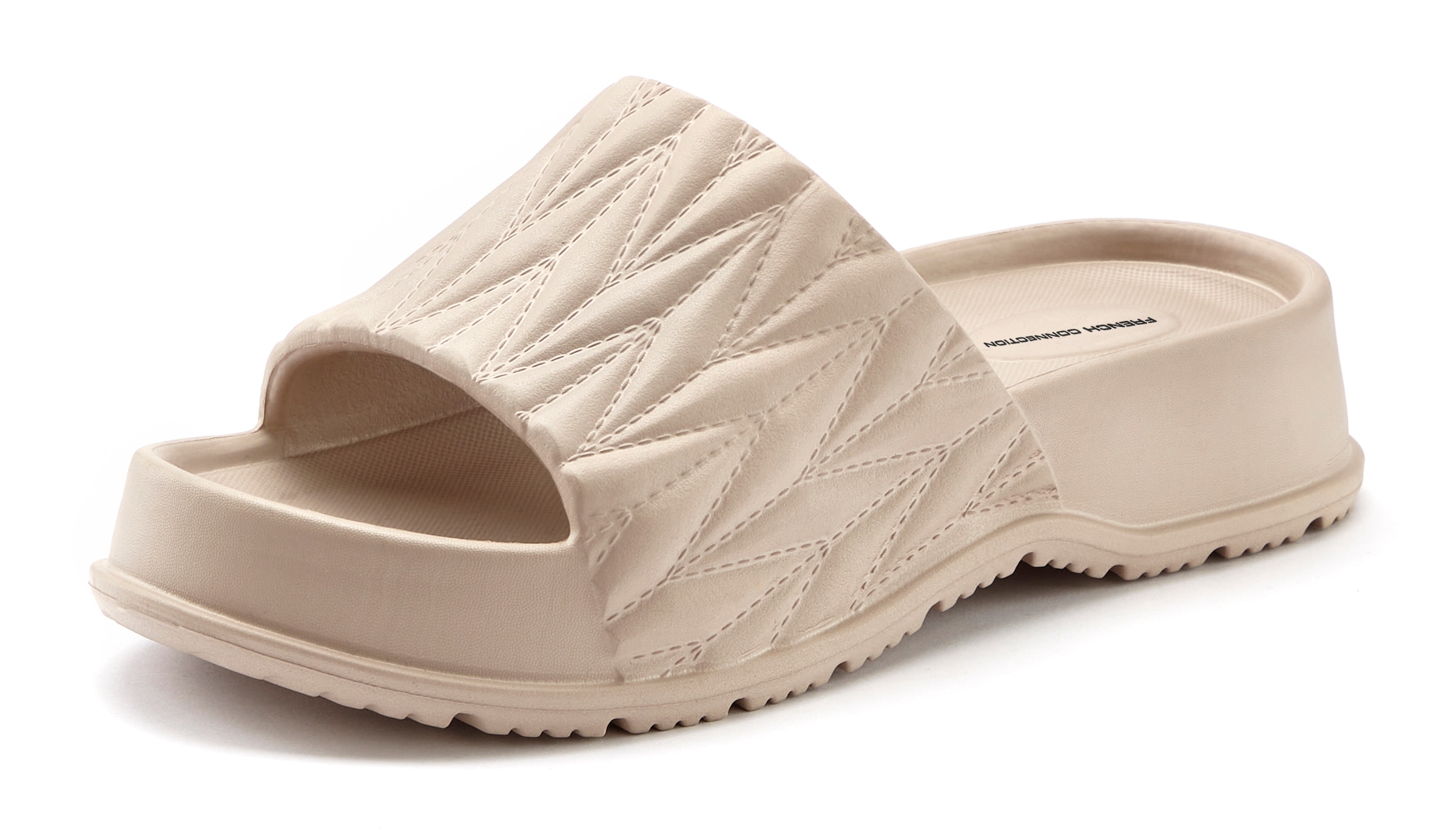 French Connection Mules de bain »Badeschlappe, Badelatsche, Mule, Sandale, offener Schuh, Sommerschuhe«  mule en matériau déperlant avec semelle compensée