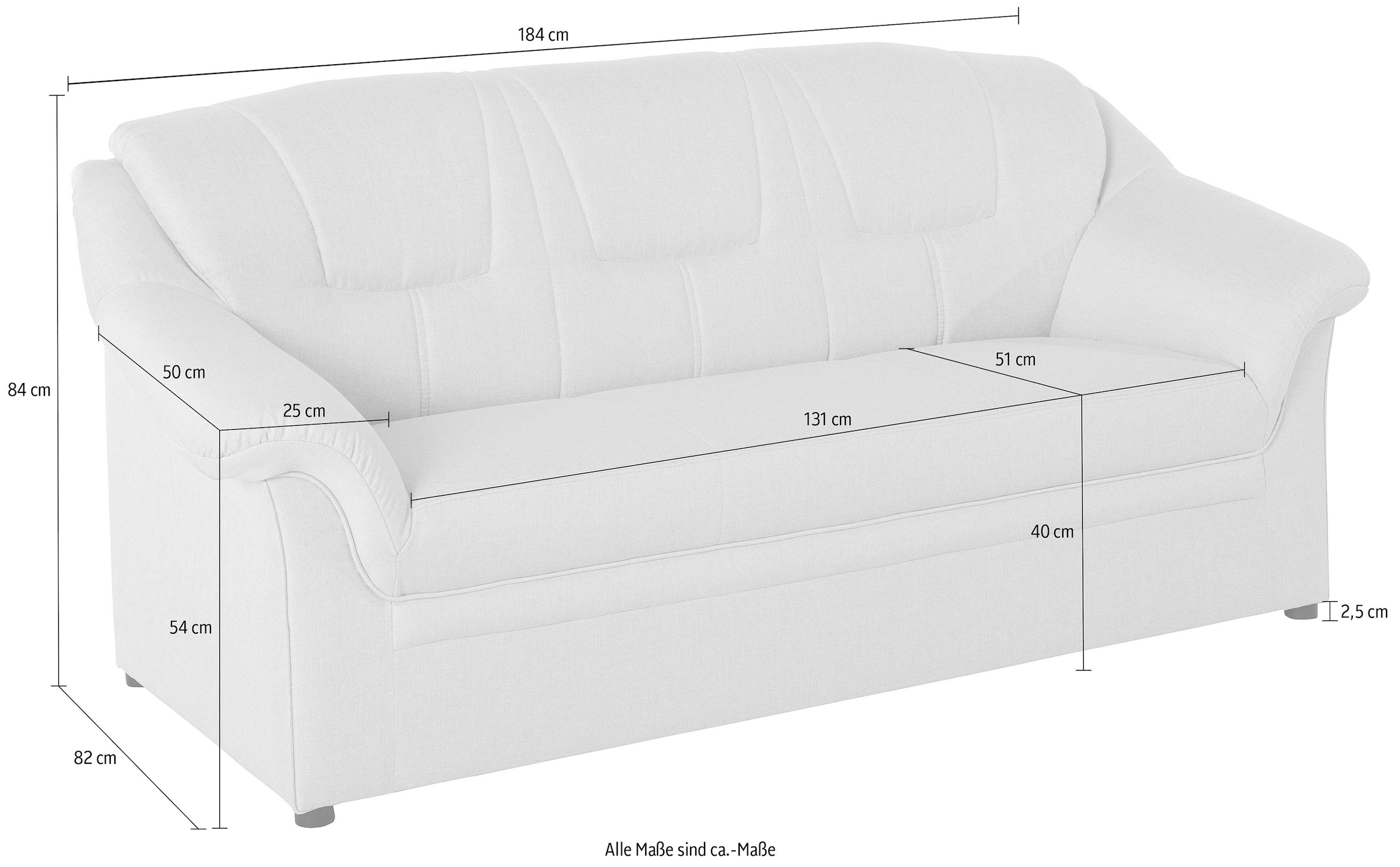 DOMO collection 2,5-Sitzer »Mezia kompakt für kleine Räume, Breite 184cm, komfortabel und zeitlos,«