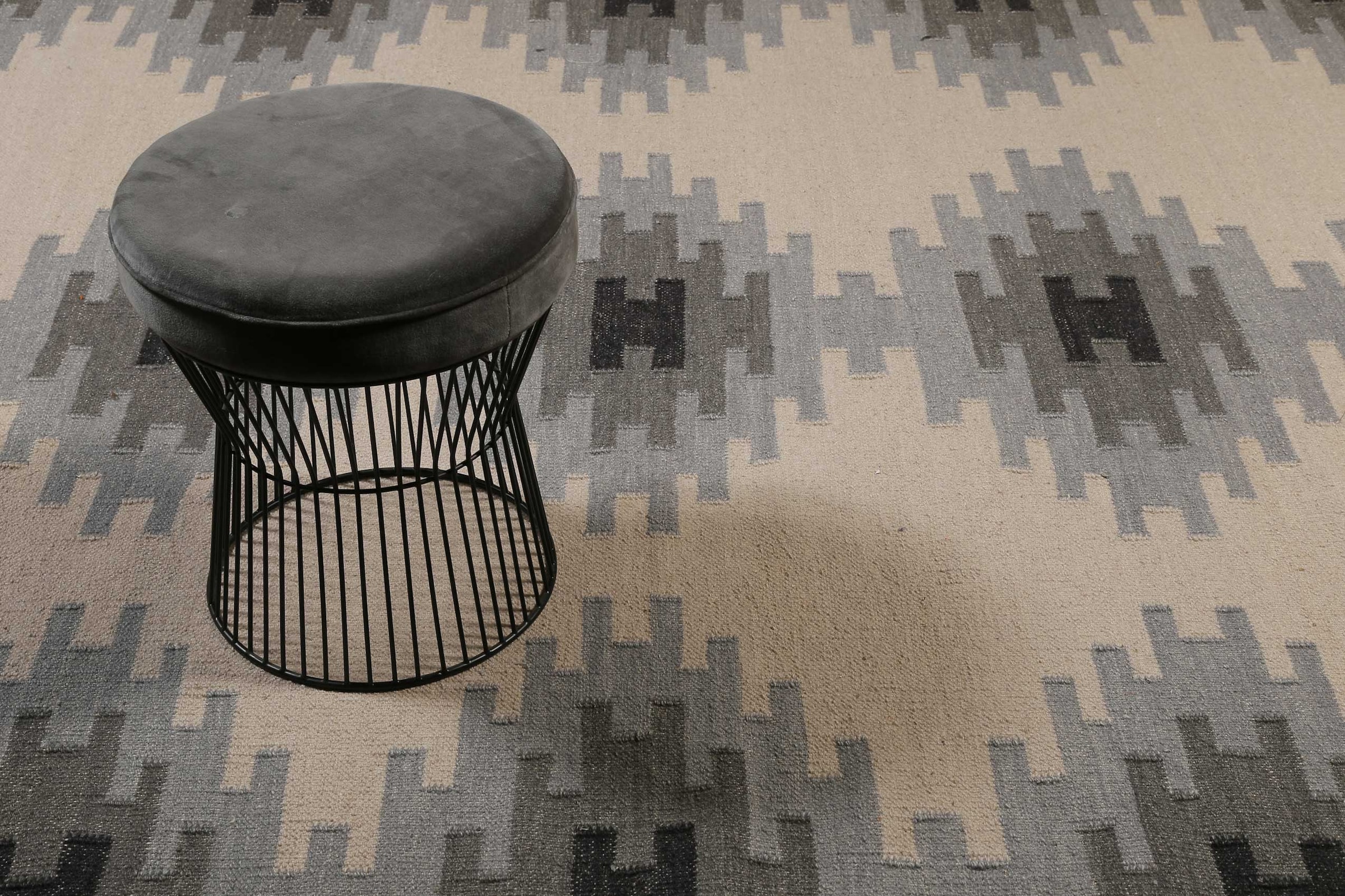 Green Looop Tapis en laine »Belle« Rectangulaire 5 mm Höhe Fransen, Kelim, handgewebt, Natur, Wohnzimmer, Schlafzimmer, Raute