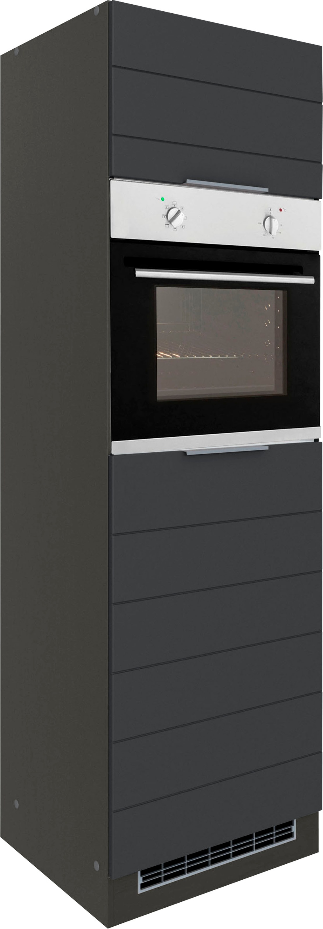KOCHSTATION Backofen/Kühlumbauschrank »KS-Luhe« 60 cm breit, hochwertige MDF-Fronten mit waagerechter Lisene