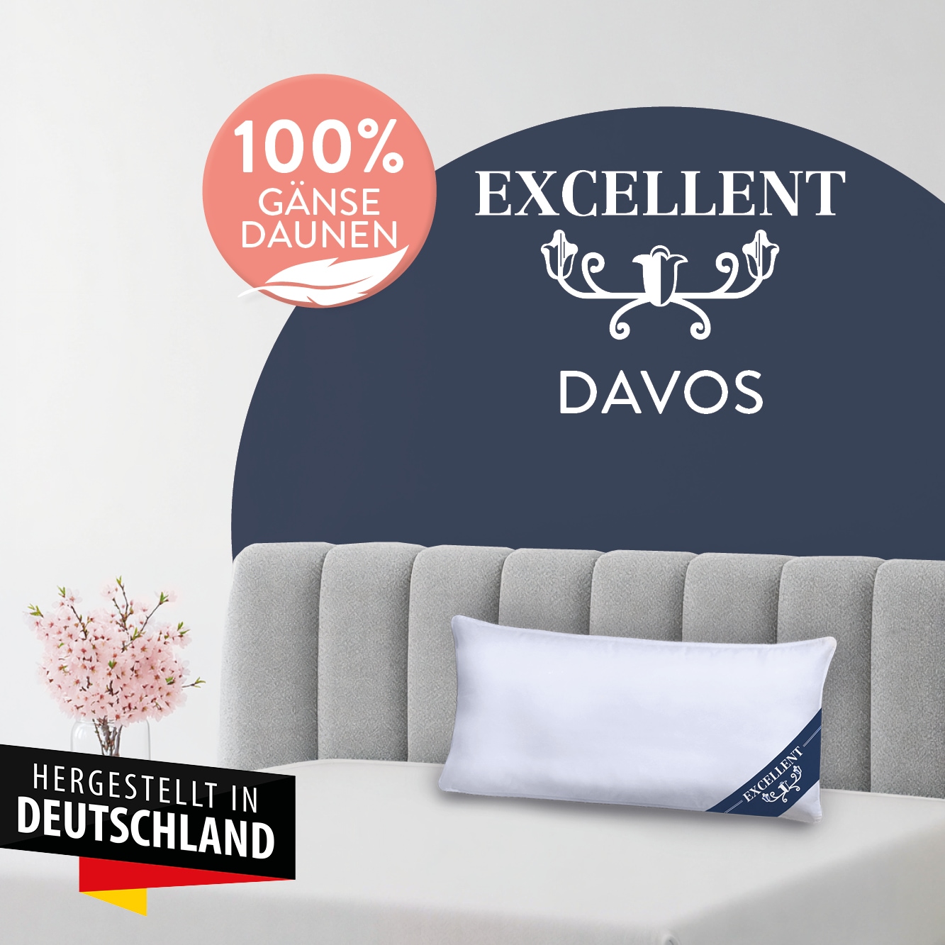 Excellent 3-Kammer-Kopfkissen »Davos« 1 Stk. tlg. mit 100% Gänsedaunen in den Aussenkammern gefüllt