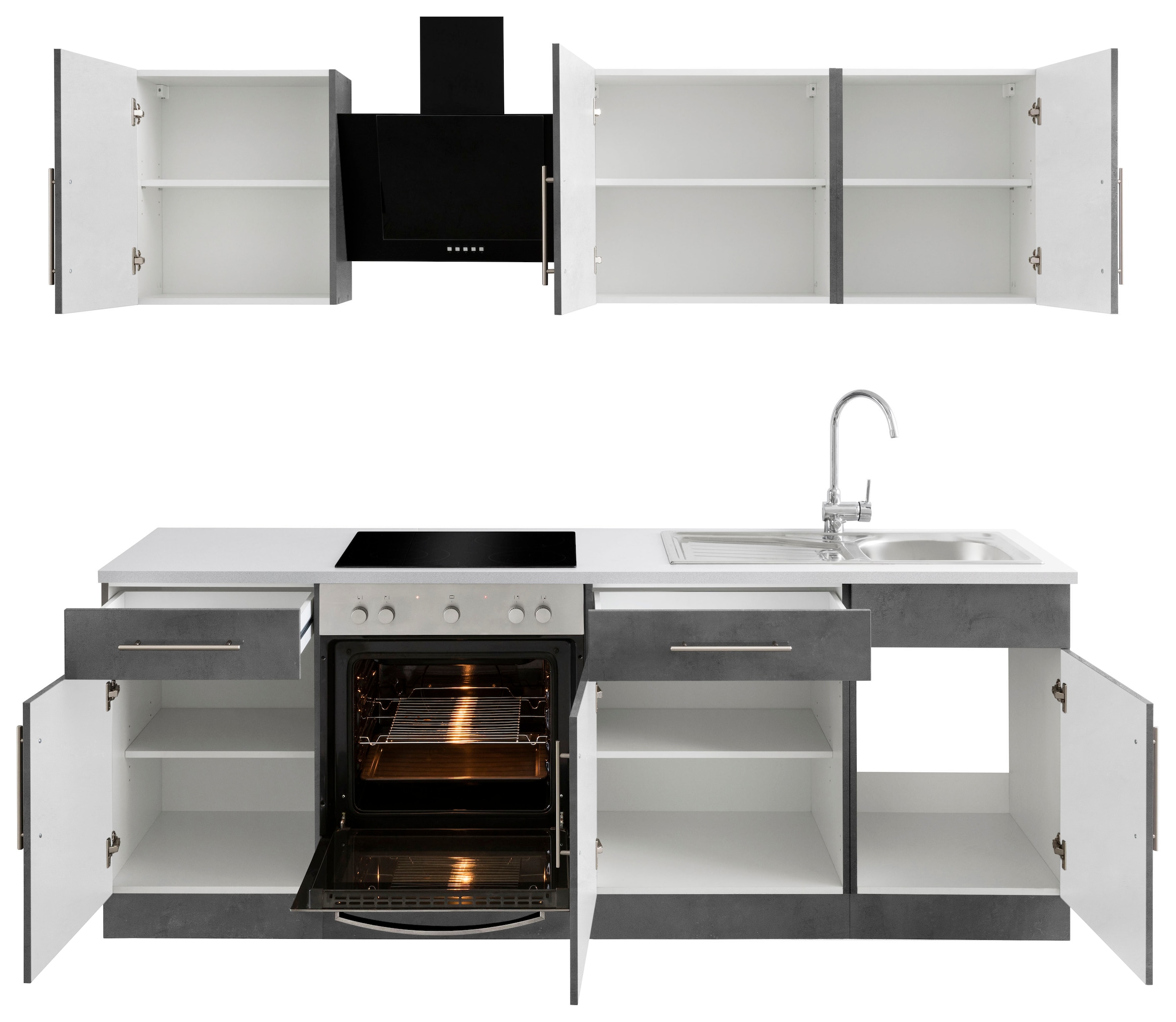 wiho Küchen Küchenzeile »Cali« ohne E-Geräte, Breite 220 cm