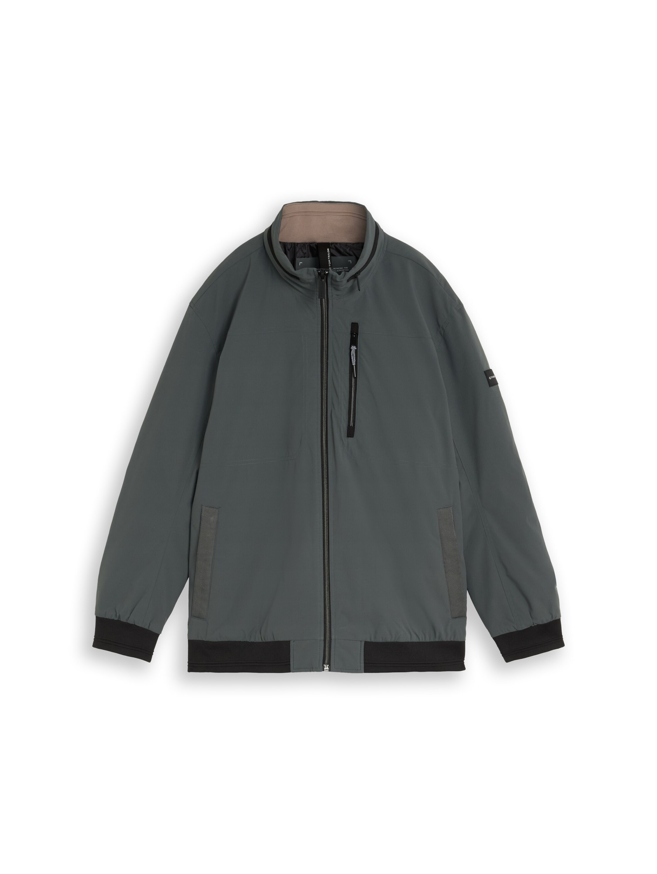 TOM TAILOR PLUS Blouson avec capuche avec col montant et fermeture éclair / grandes tailles