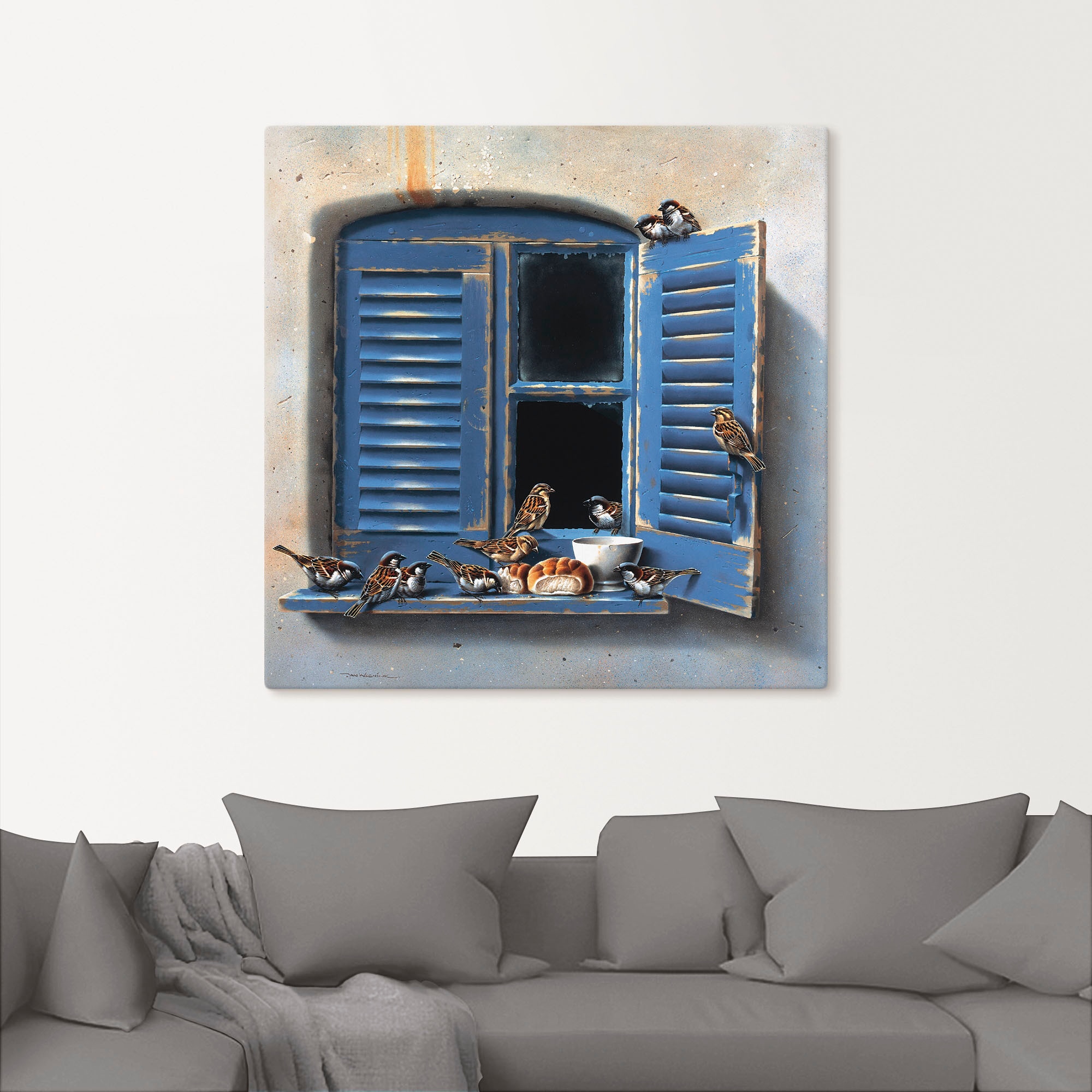 Artland Leinwandbild »Vogelbesuch II« Fenster & Türen 1 Stk. tlg. auf Holzrahmen gespannt
