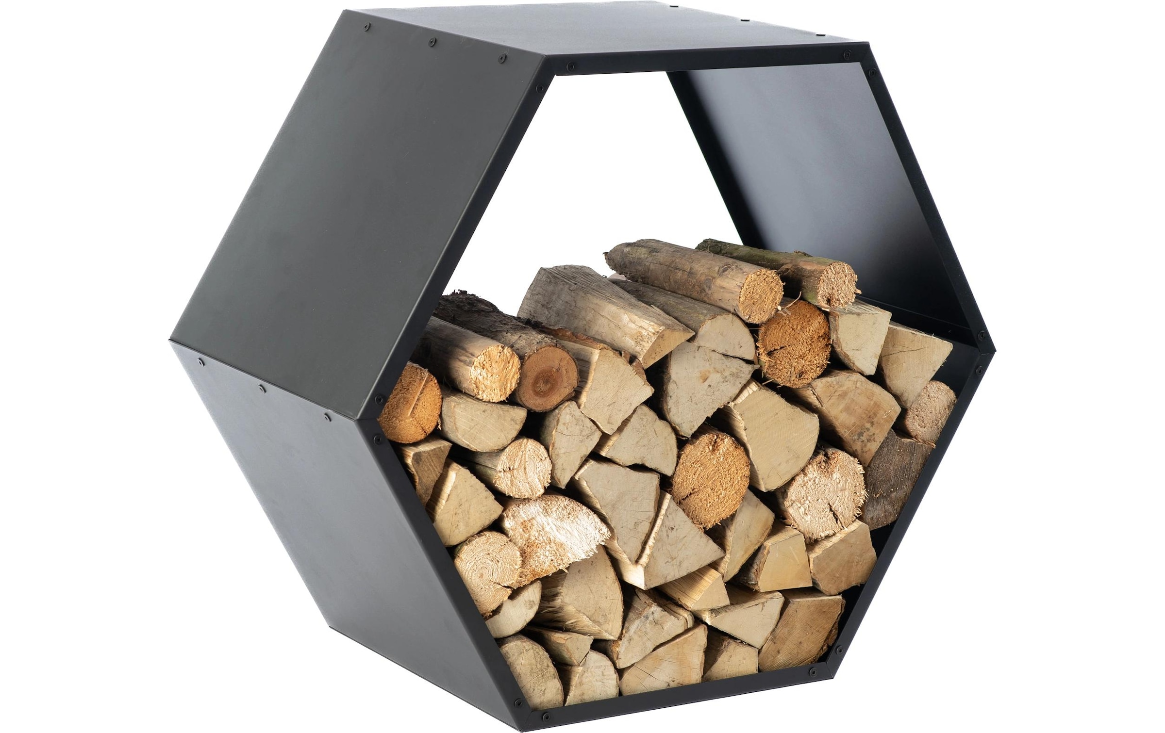WESTMANN Étagère pour bois de cheminée »Biene« noir, LxPxH : 88x44,5x76,5cm