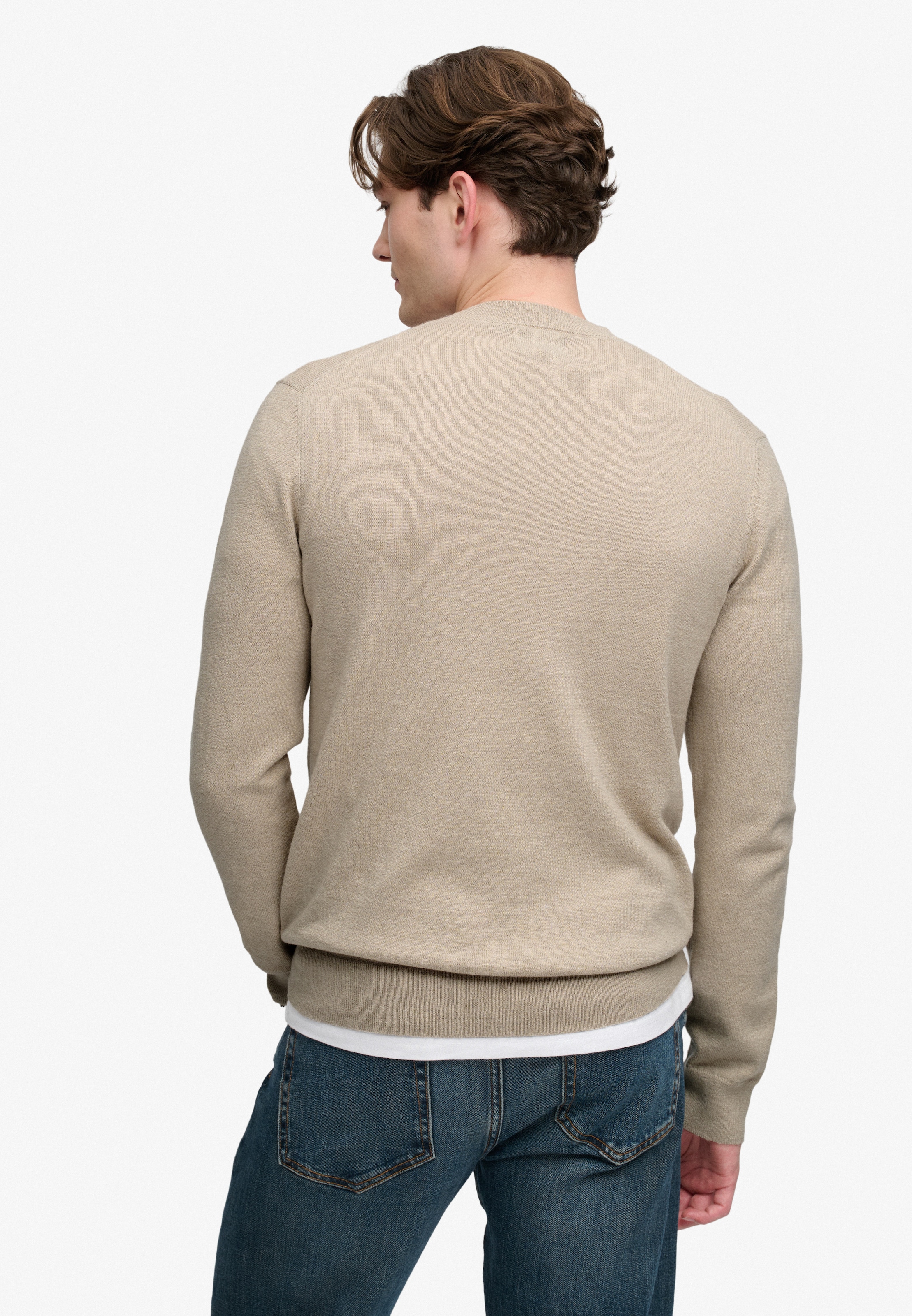 Superdry Pull à col rond »ESSENTIAL LW WOOL BLEND JUMPER« Baumwollmischung, slim fit