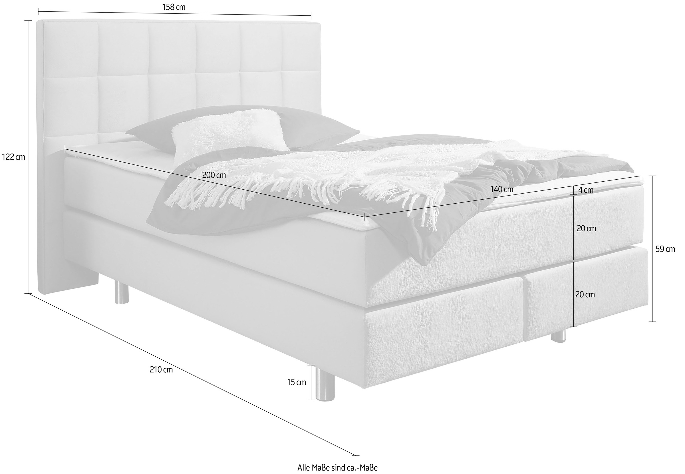 Home affaire Lit boxspring »Loomis« inkl. Topper, wahlweise in H2, H3 oder H4 erhältlich