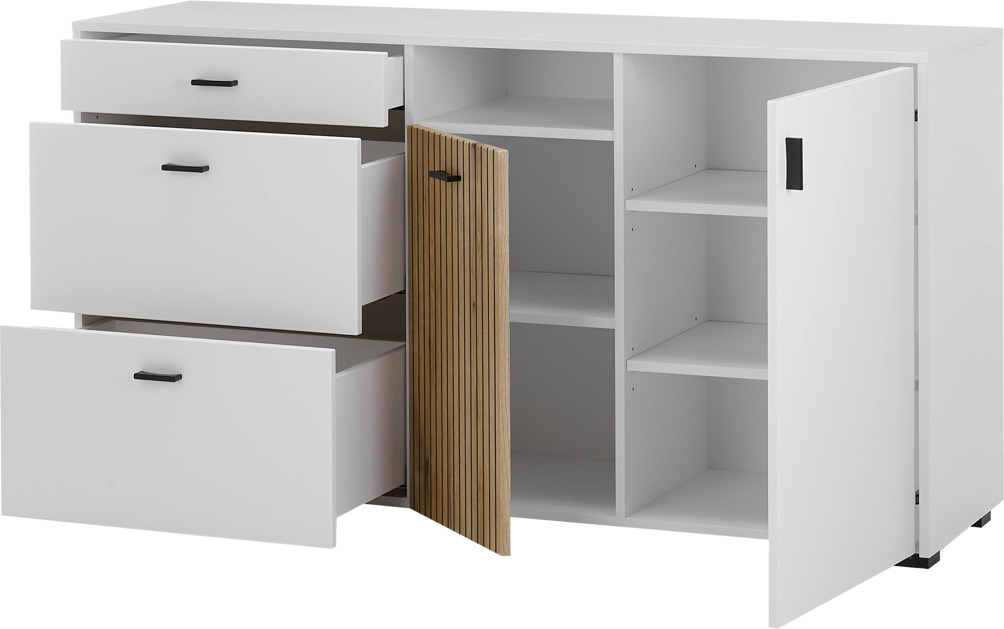 INOSIGN Sideboard »Hudson« in moderner Trendfarbe, Griffe aus Metall (Schwarz), Breite 150 cm