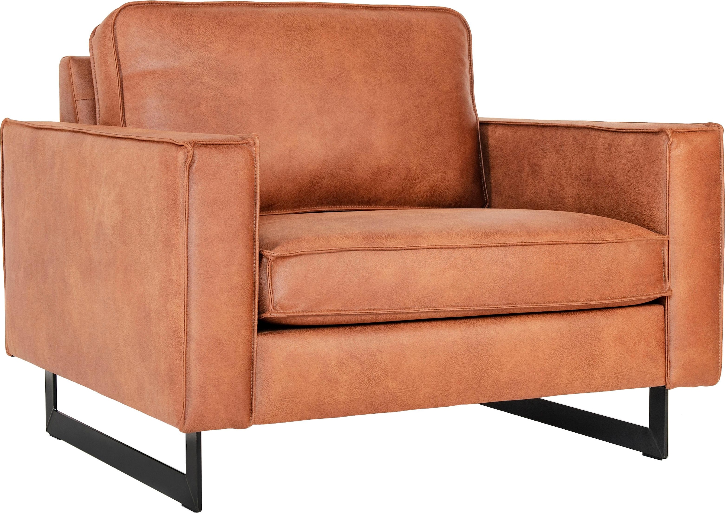 Home affaire Loveseat »Pinto 105 cm, Cord, Chenille, Lederoptik« mit Keder, Metallfüssen und auch in Cord Bezug erhältlich