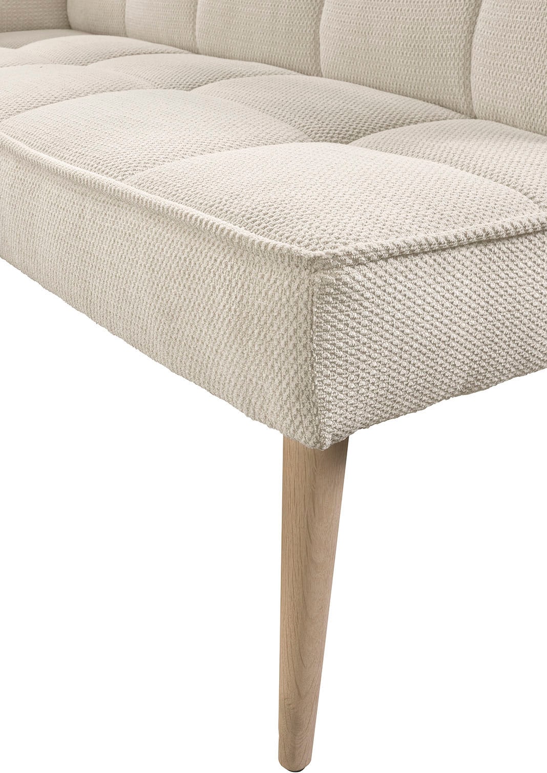 exxpo - sofa fashion Banc d'angle »Latte« couture moderne siège et dossier, confortable et élégant, pied en bois haut