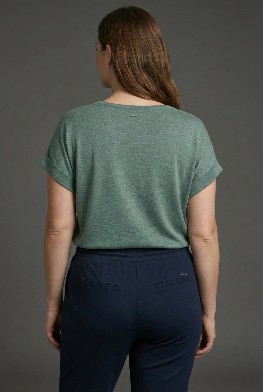 Laura Scott CURVE Pull col V sommerlicher Feinstrick mit figurschmeichelnder Passform