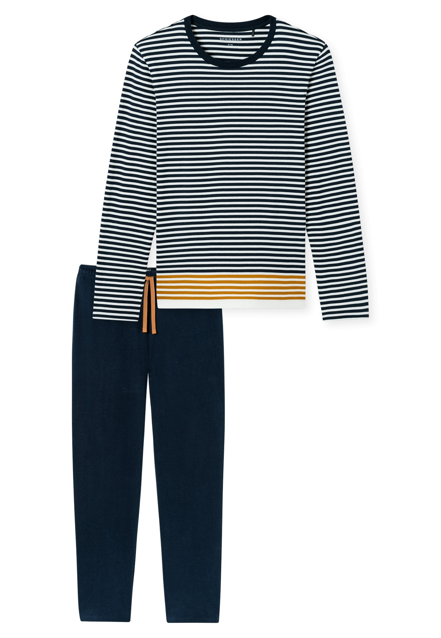 Schiesser Pyjama »Casual Nightwear« 2 pièces Rundhalsausschnitt, langärmelig, gestreift, Baumwolle, Single Jersey