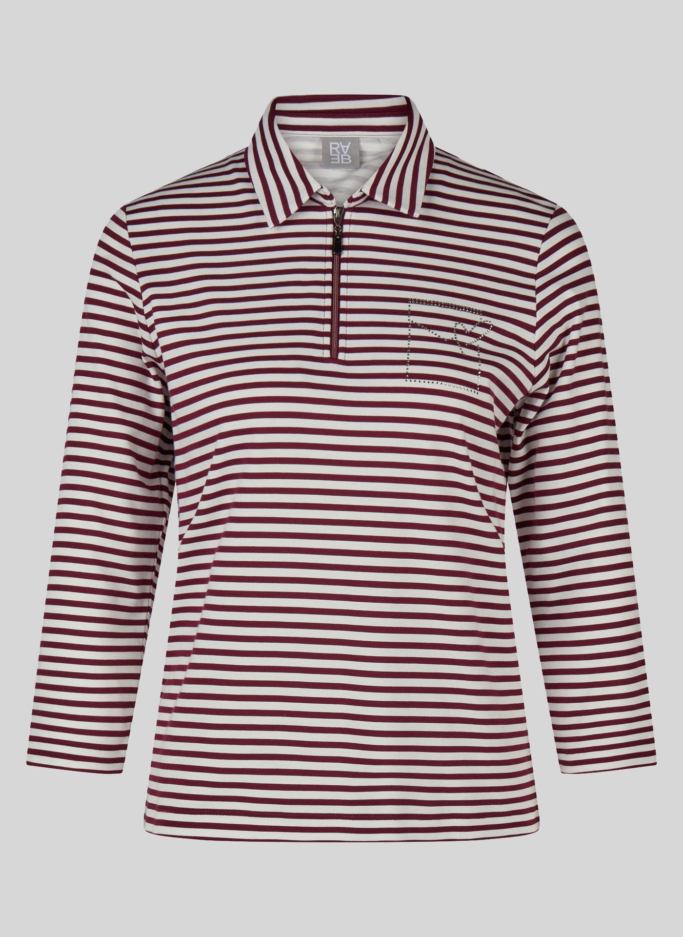 Rabe T-shirt à manches 3/4 avec col de chemise et fermeture éclair