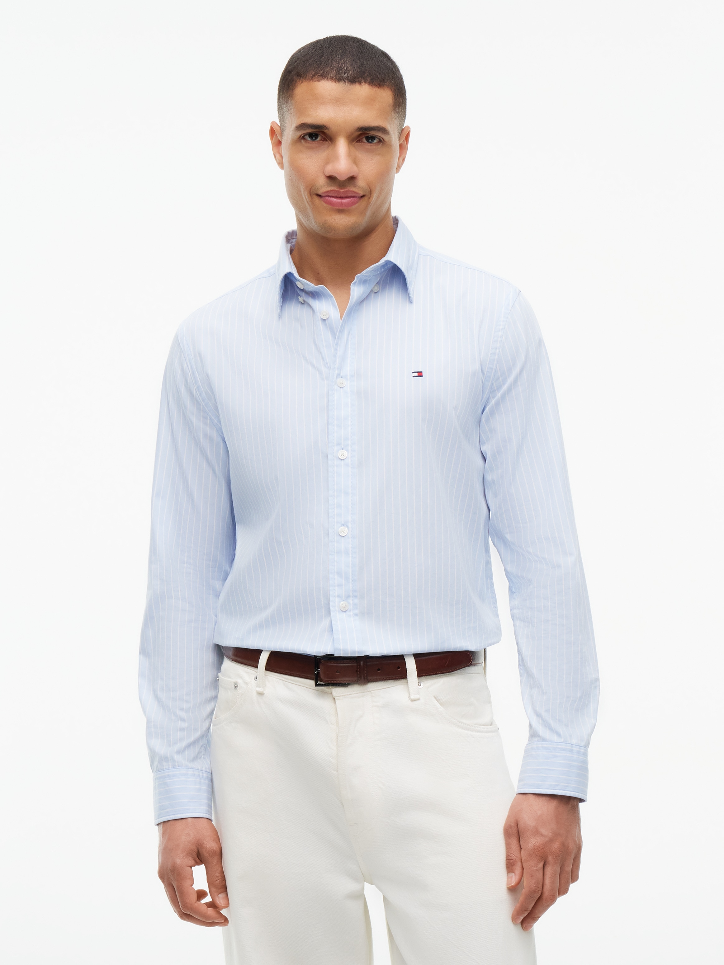 Tommy Hilfiger Chemise à manches longues »FLEX HAIRLINE POPLIN REGULAR FIT« Col boutonné, rayé