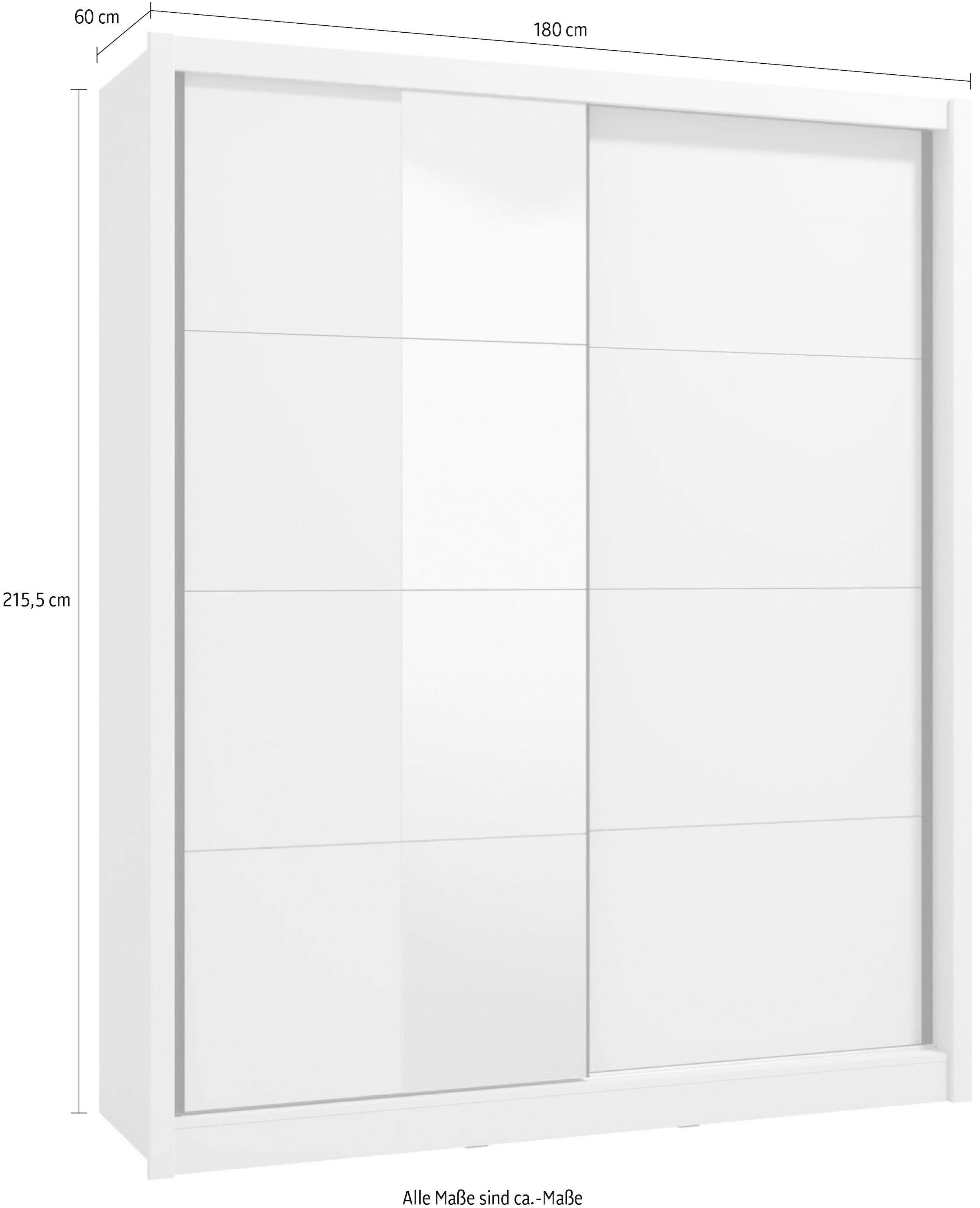 INOSIGN Schwebetürenschrank »Albi, Schlafzimmerschrank, Wäscheschrank in cashmere oder weiss« Kleiderschrank mit Spiegel MIT Innenausstattung,FSC®-zertifiziert